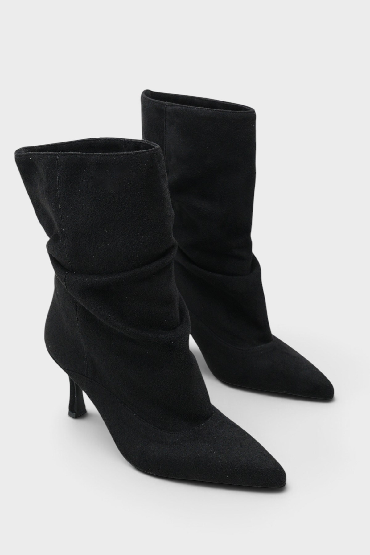 Capone Trixi Pointed Toe Suede Look Women Sued Black Ankle Boot