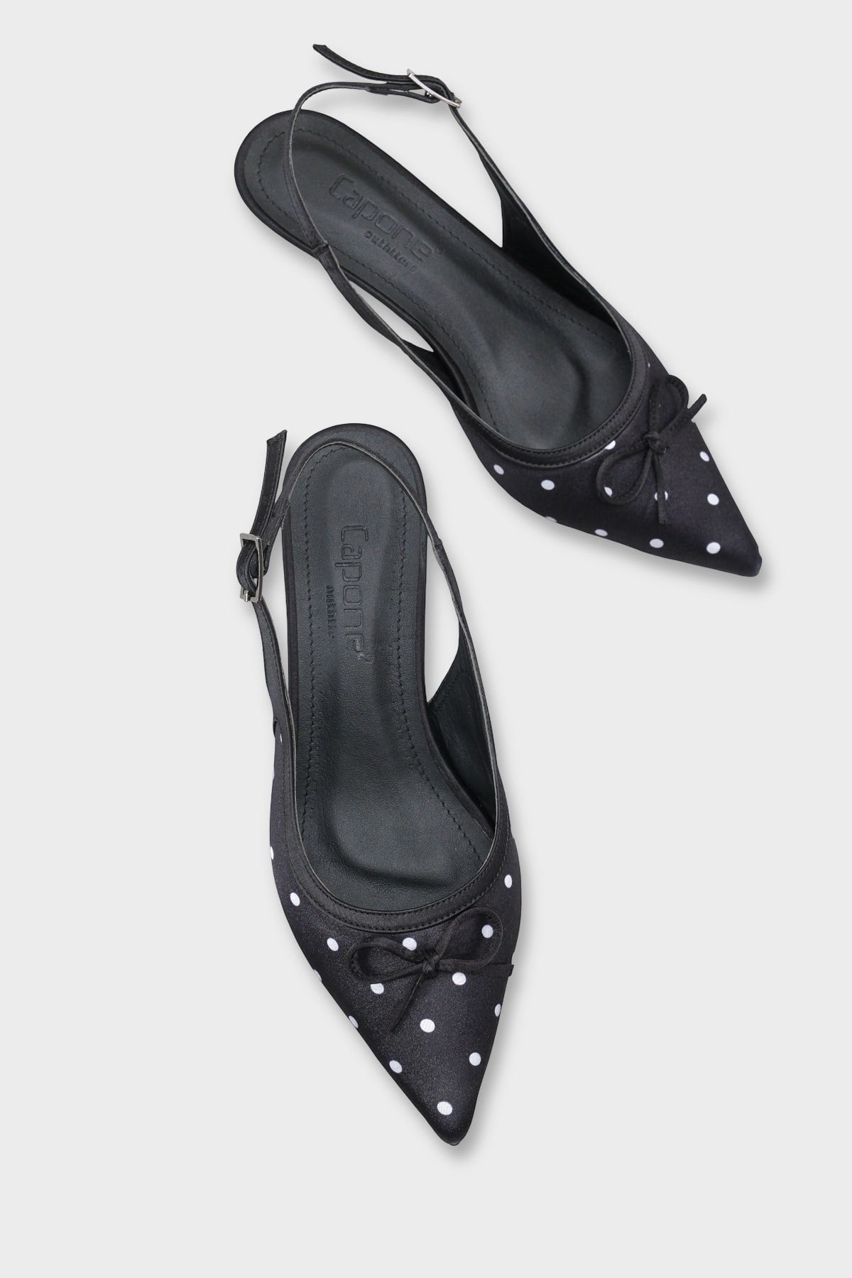 Capone Valencia Pointed Toe Open Back Mid Heel Women Black Shoe