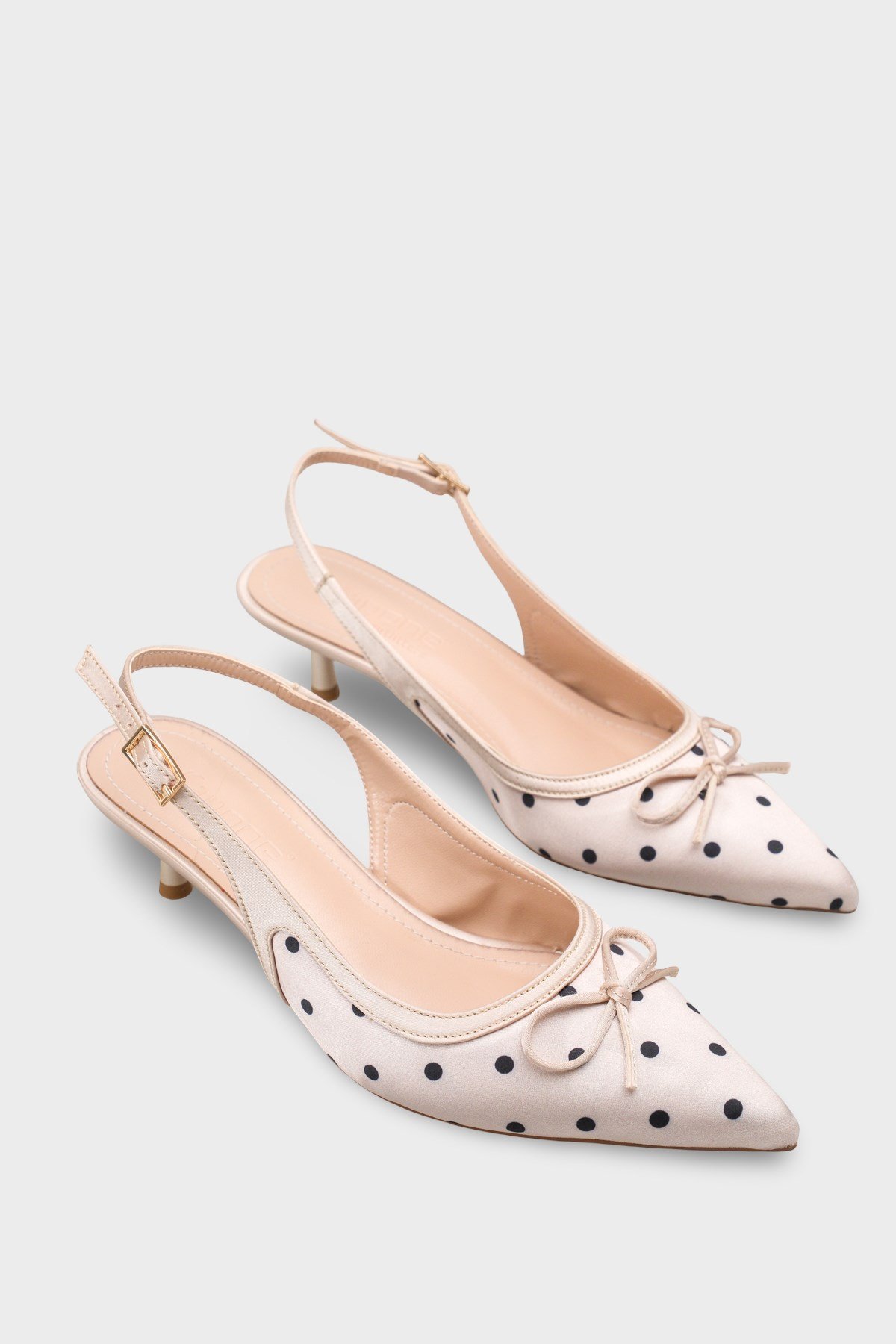 Capone Valencia Pointed Toe Open Back Mid Heel Women Beige Shoe
