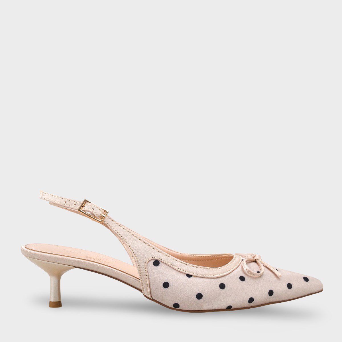 Capone Valencia Pointed Toe Open Back Mid Heel Women Beige Shoe