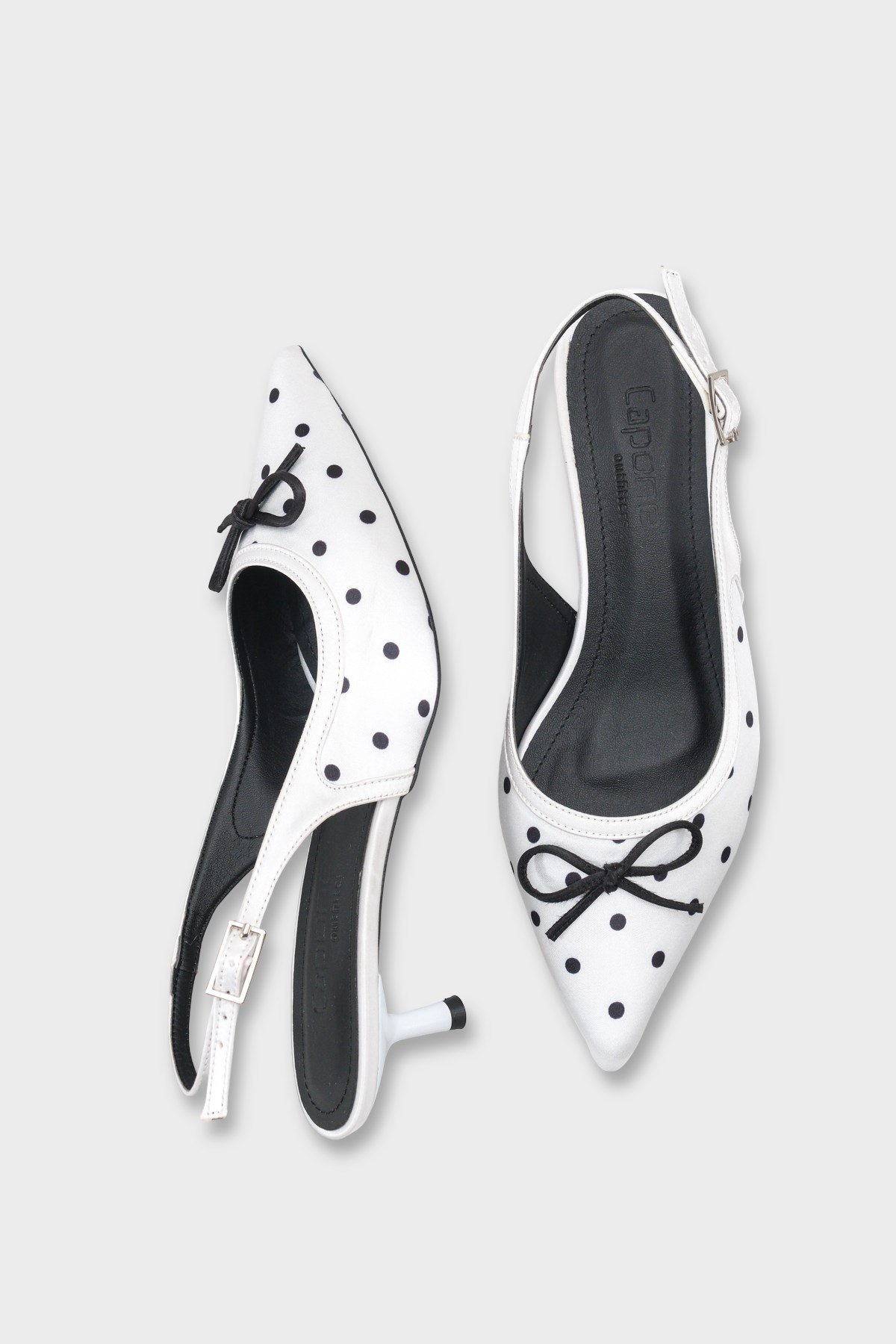 Capone Valencia Pointed Toe Open Back Mid Heel Women White Shoe