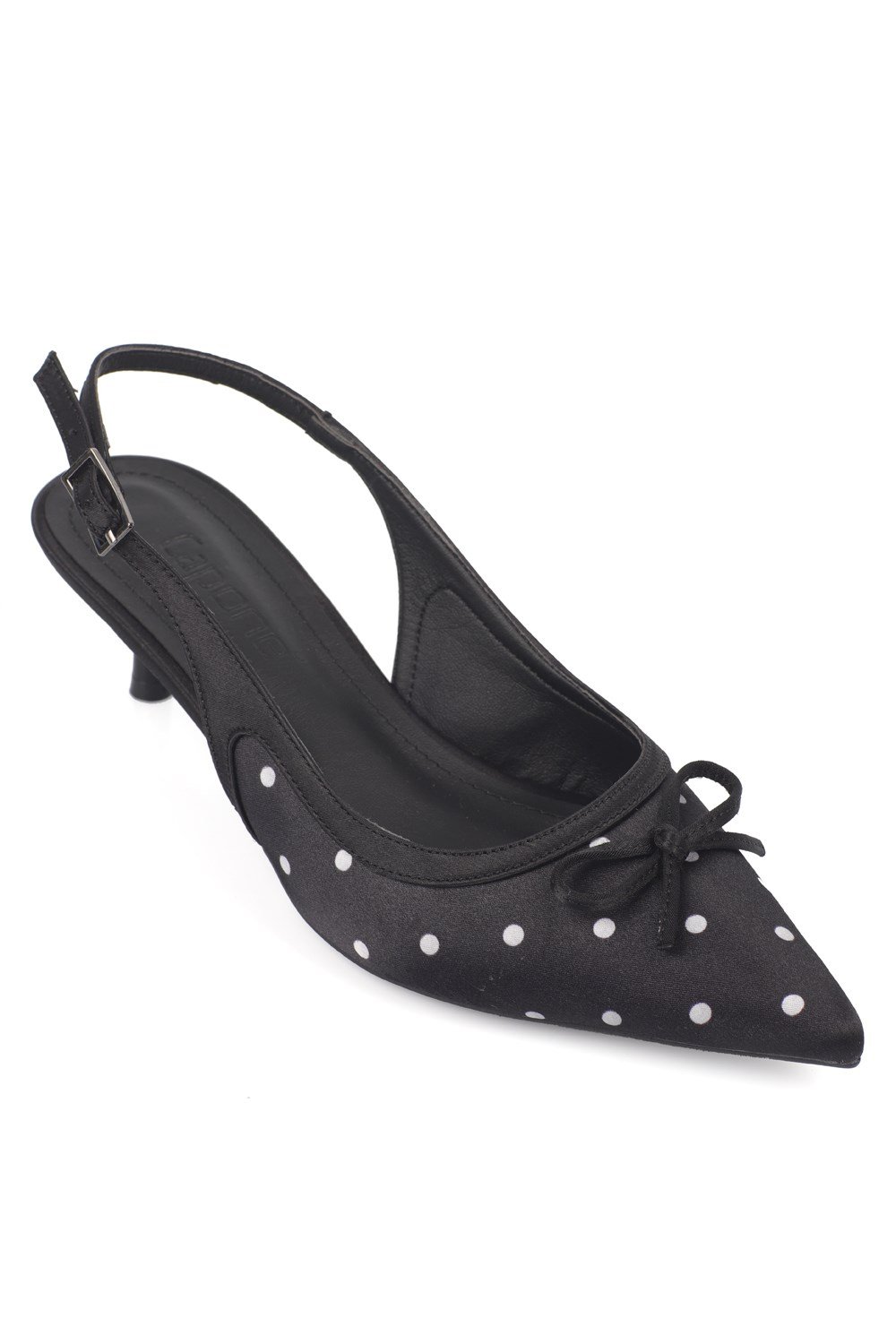 Capone Valencia Pointed Toe Open Back Mid Heel Women Black Shoe