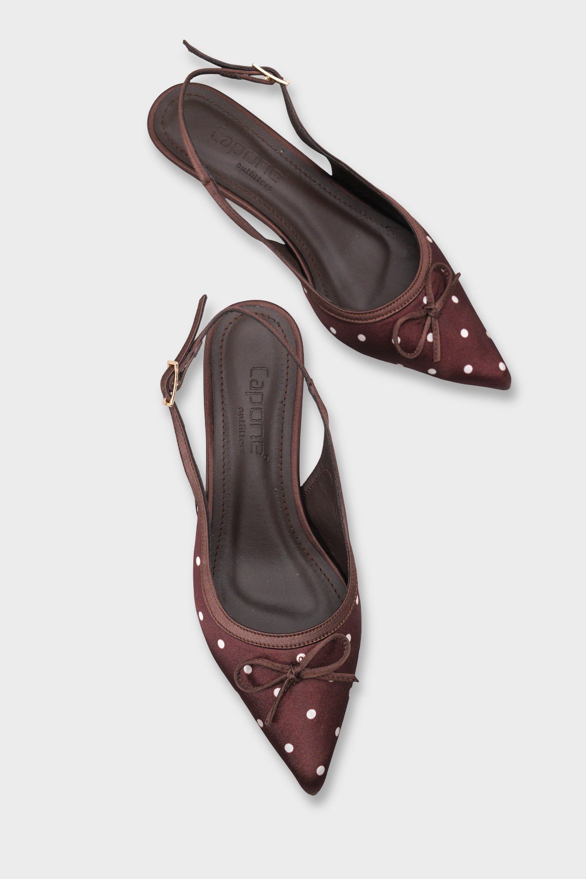 Capone Valencia Pointed Toe Open Back Mid Heel Women Brown Shoe