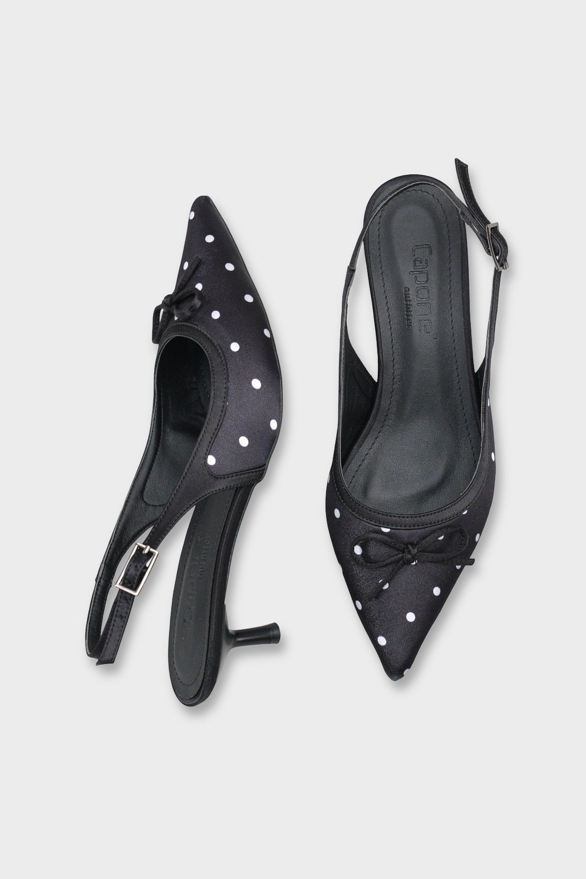 Capone Valencia Pointed Toe Open Back Mid Heel Women Black Shoe