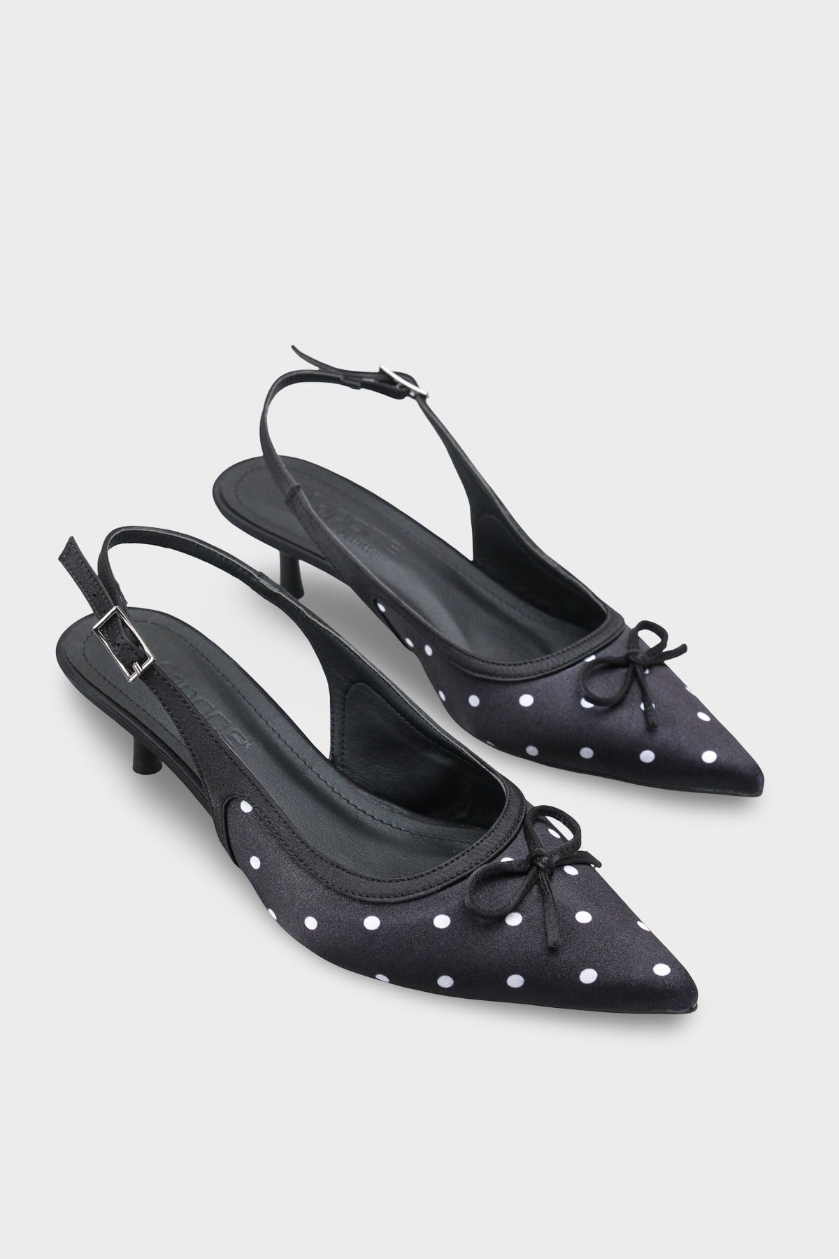 Capone Valencia Pointed Toe Open Back Mid Heel Women Black Shoe