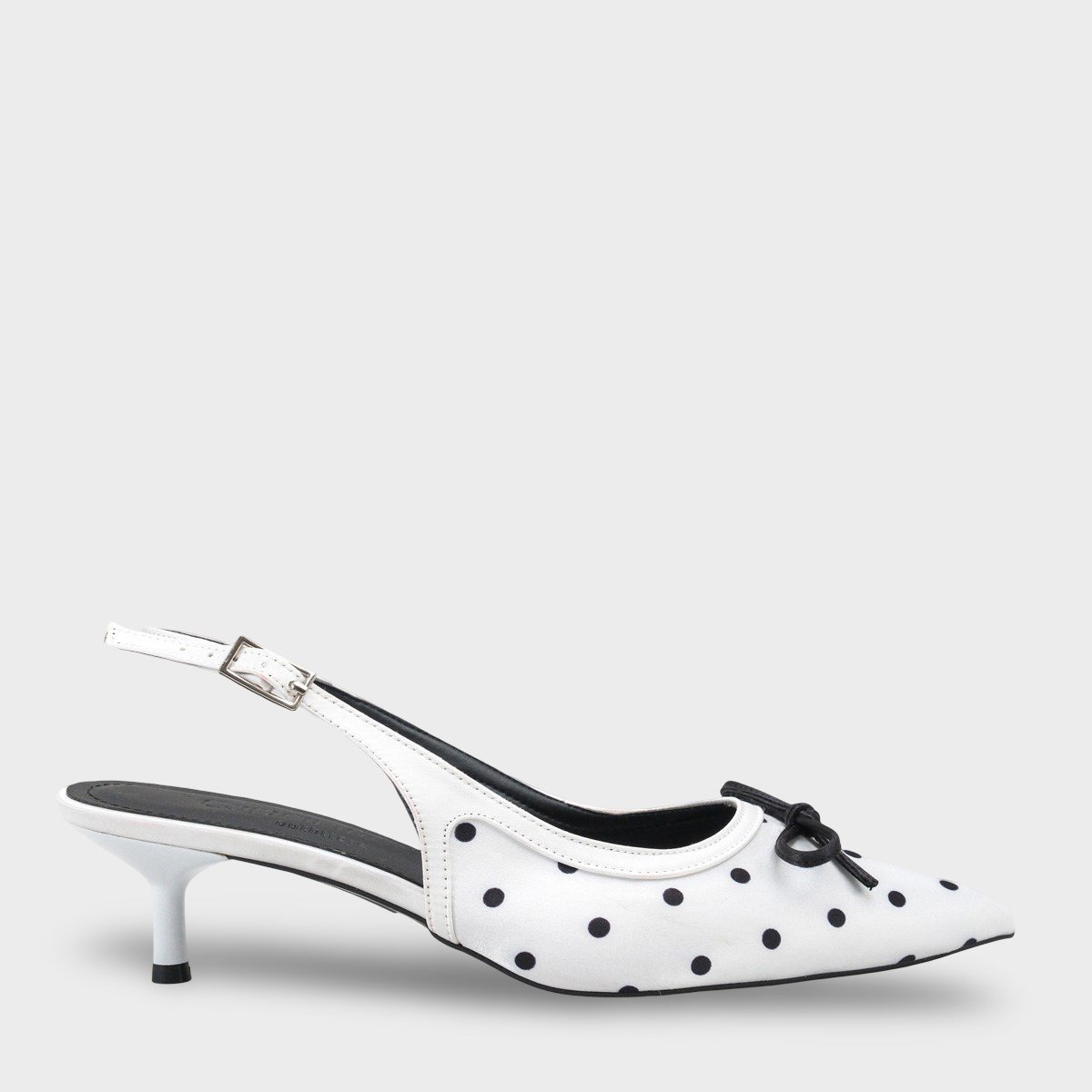 Capone Valencia Pointed Toe Open Back Mid Heel Women White Shoe