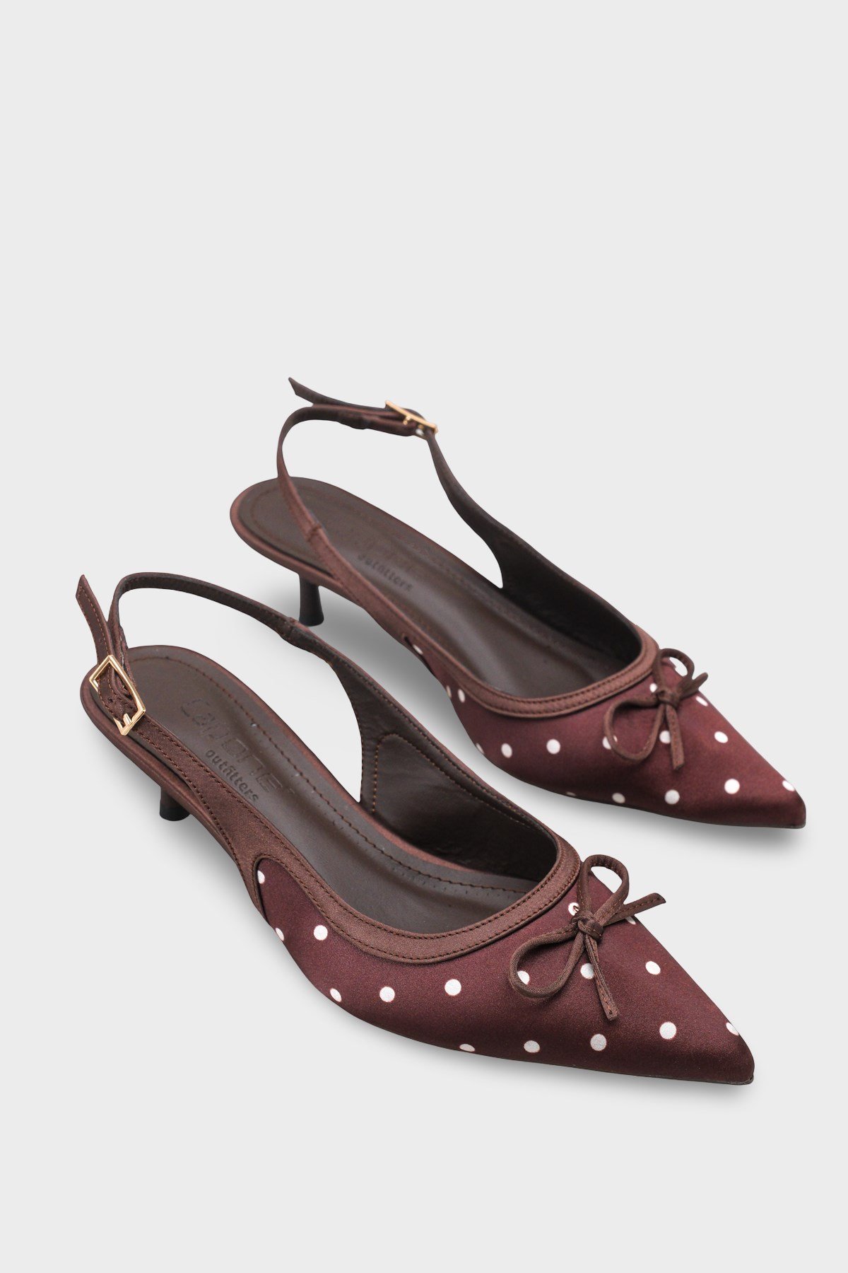 Capone Valencia Pointed Toe Open Back Mid Heel Women Brown Shoe