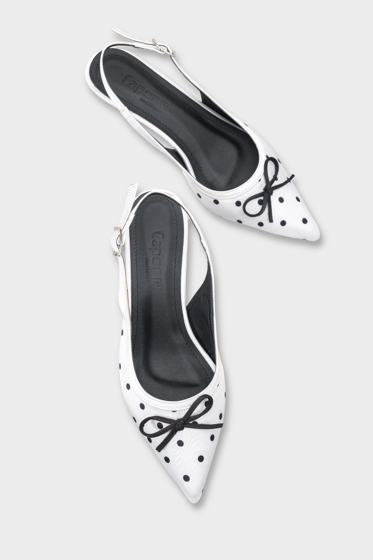 Capone Valencia Pointed Toe Open Back Mid Heel Women White Shoe