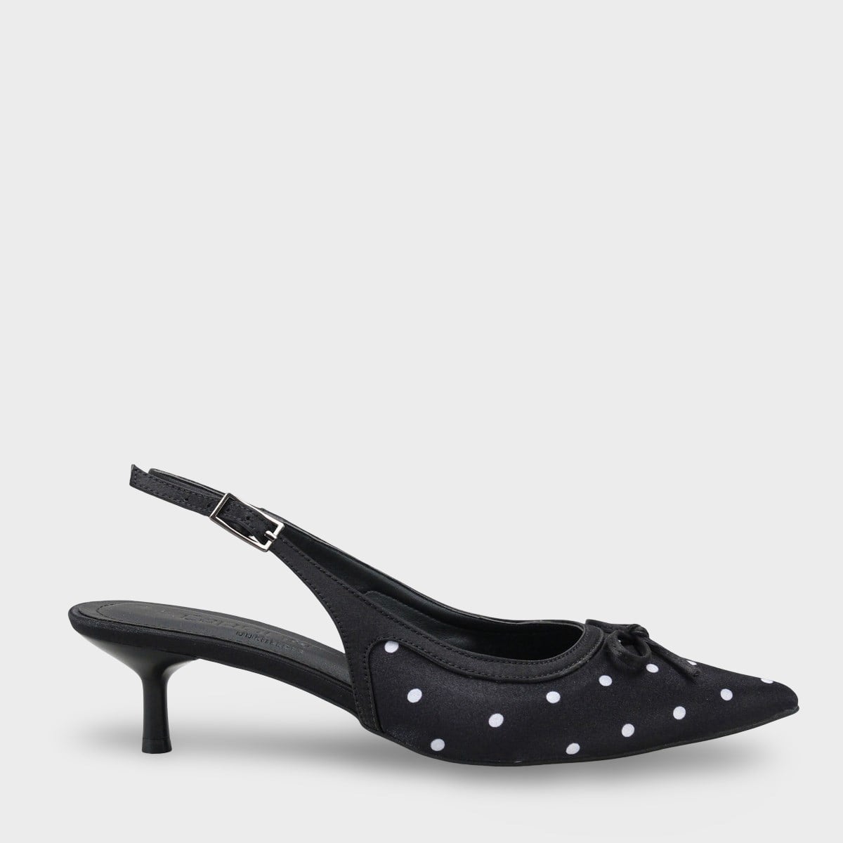 Capone Valencia Pointed Toe Open Back Mid Heel Women Black Shoe