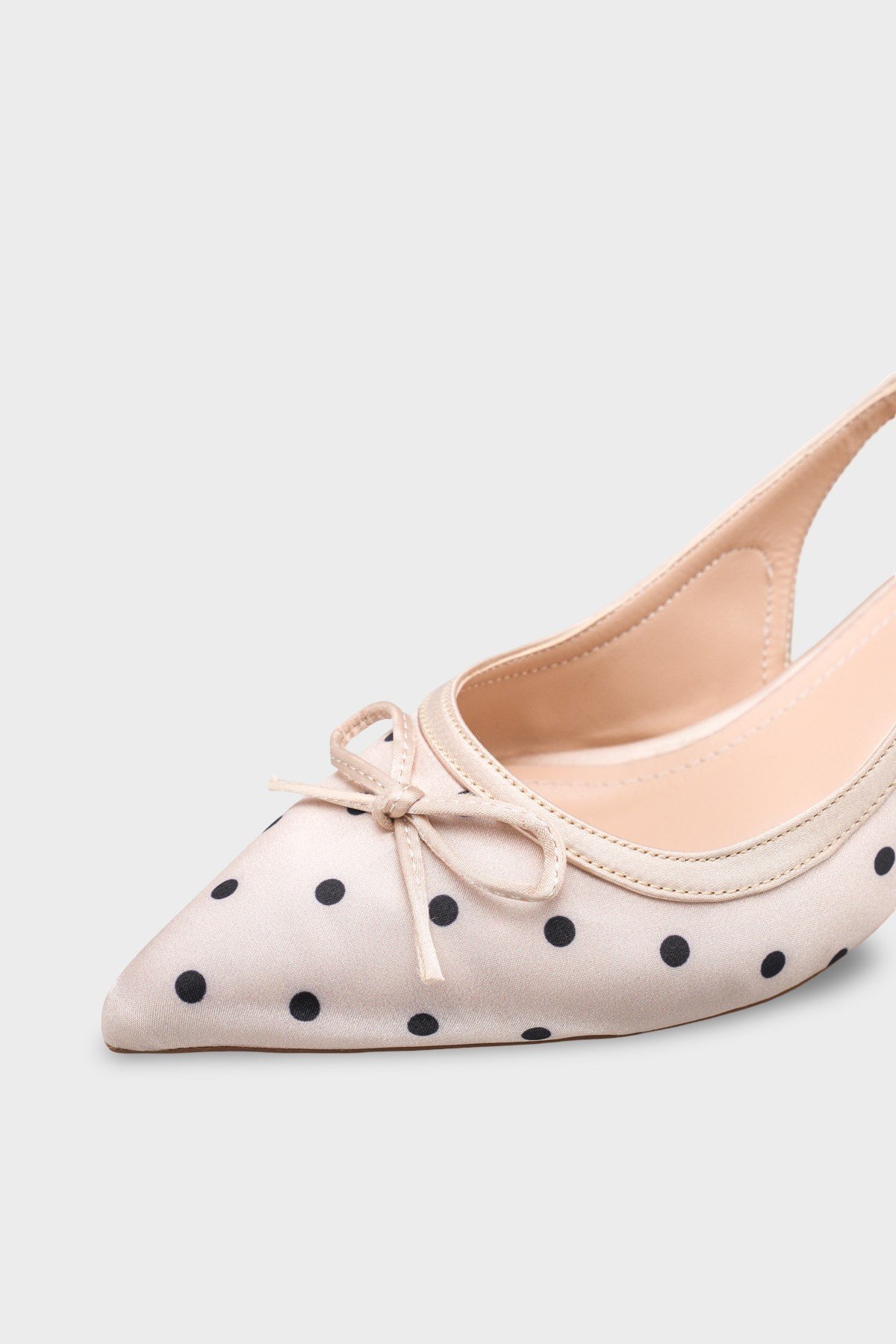 Capone Valencia Pointed Toe Open Back Mid Heel Women Beige Shoe