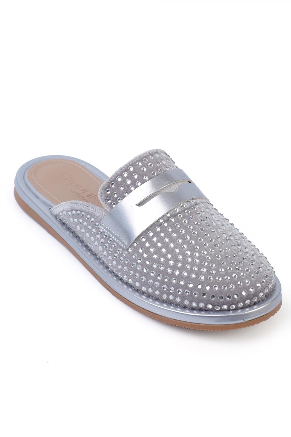 Capone Velvet Stone-Studded Closed-Toe Women  Sandals