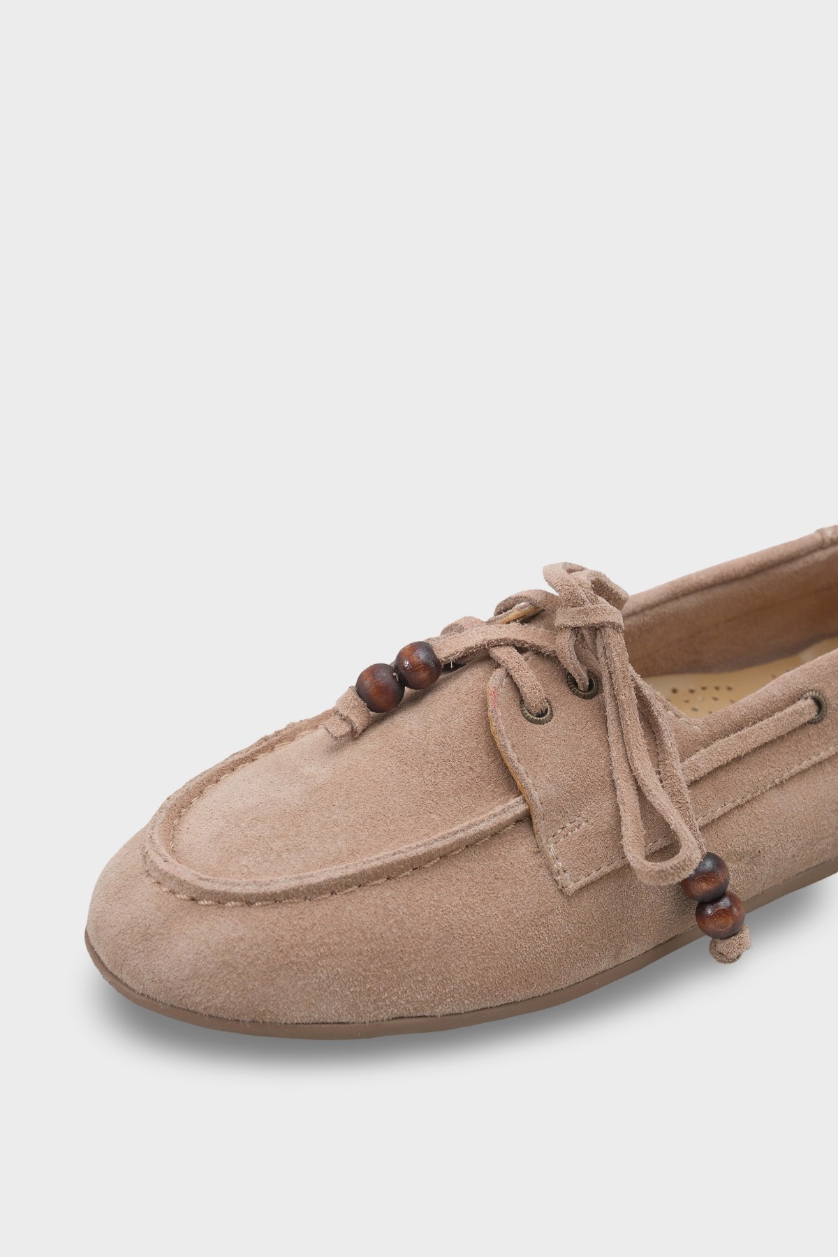 Capone Vicki  Genuine Leather Suede Lace-Up Beaded Comfort Women Sand Loafer Boat Shoe