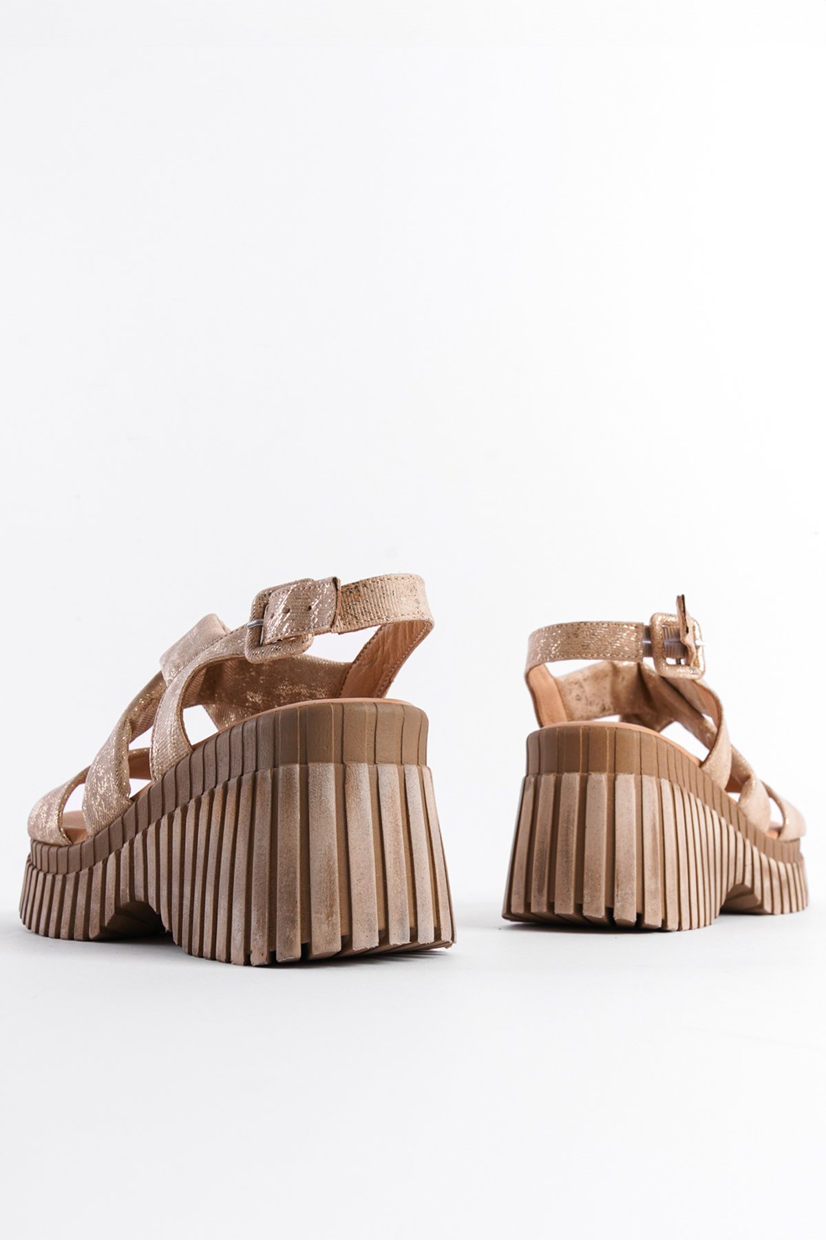 Capone Wedge Heel Comfort Genuine Leather Women Denim Nude Sandals