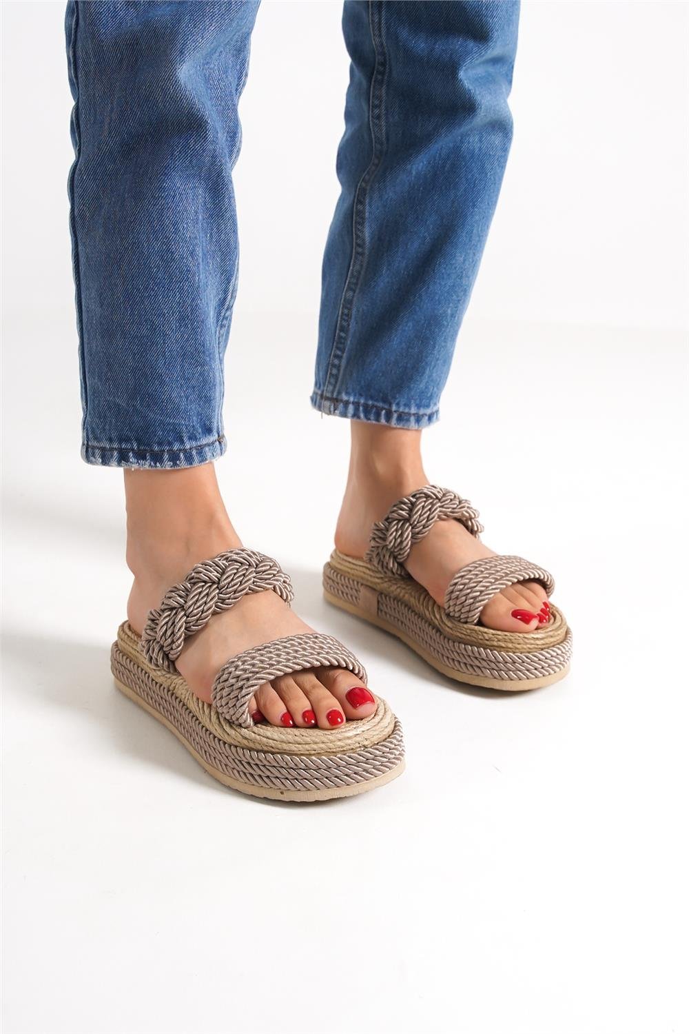 Capone Wedge Heel Corded Women Mink Slippers