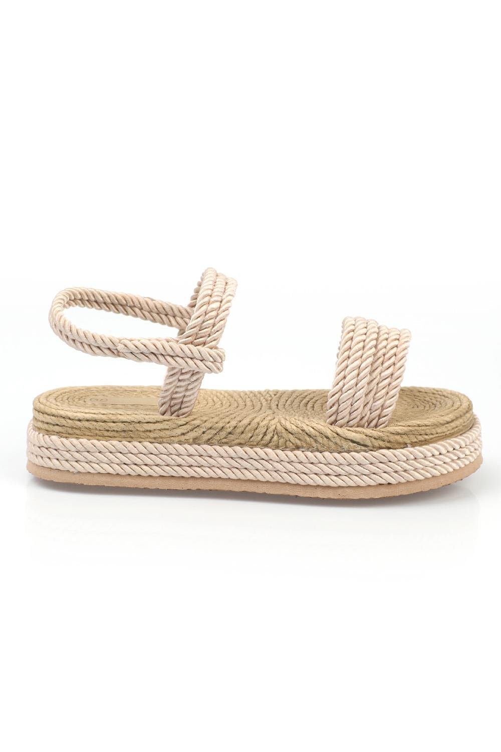 Capone Wedge Heel Corded Women Nude Slippers