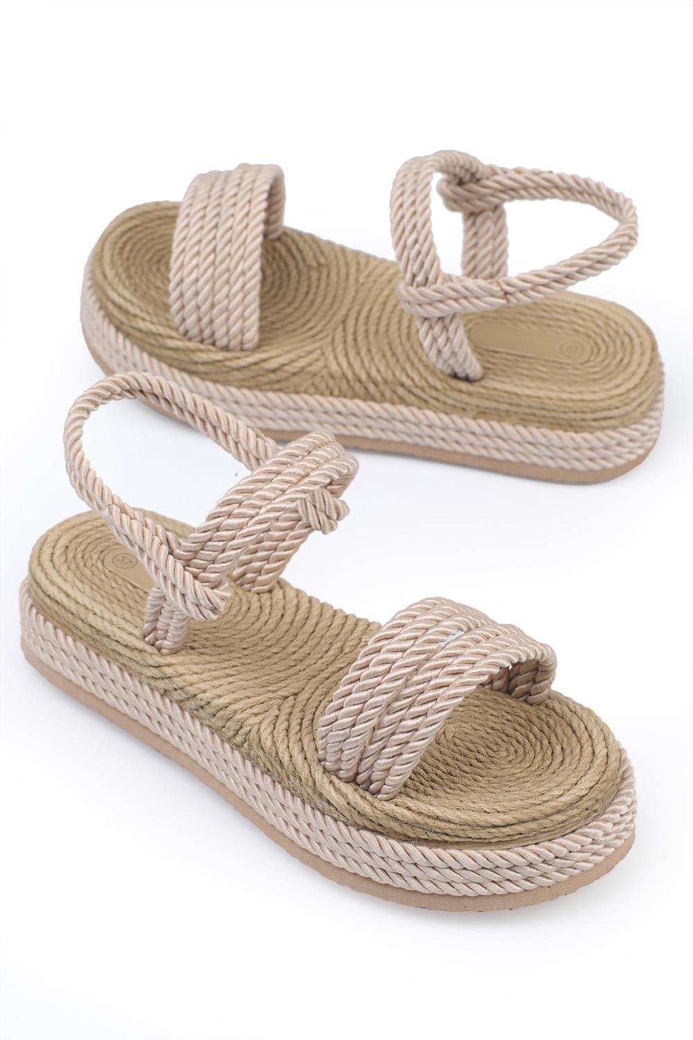 Capone Wedge Heel Corded Women Nude Slippers