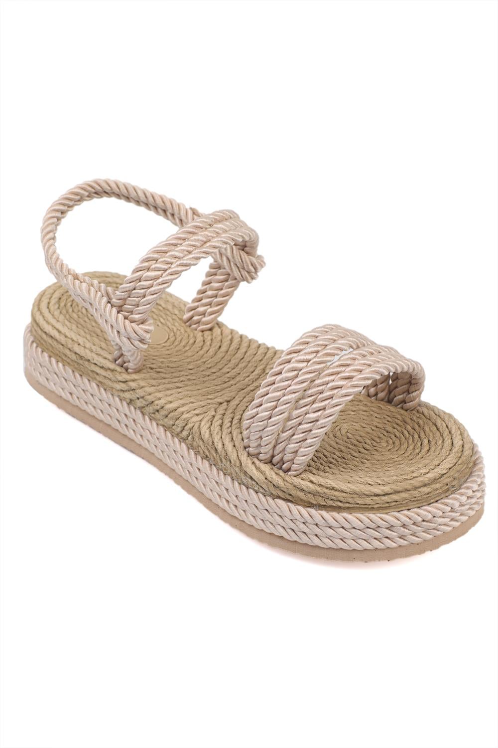 Capone Wedge Heel Corded Women Nude Slippers