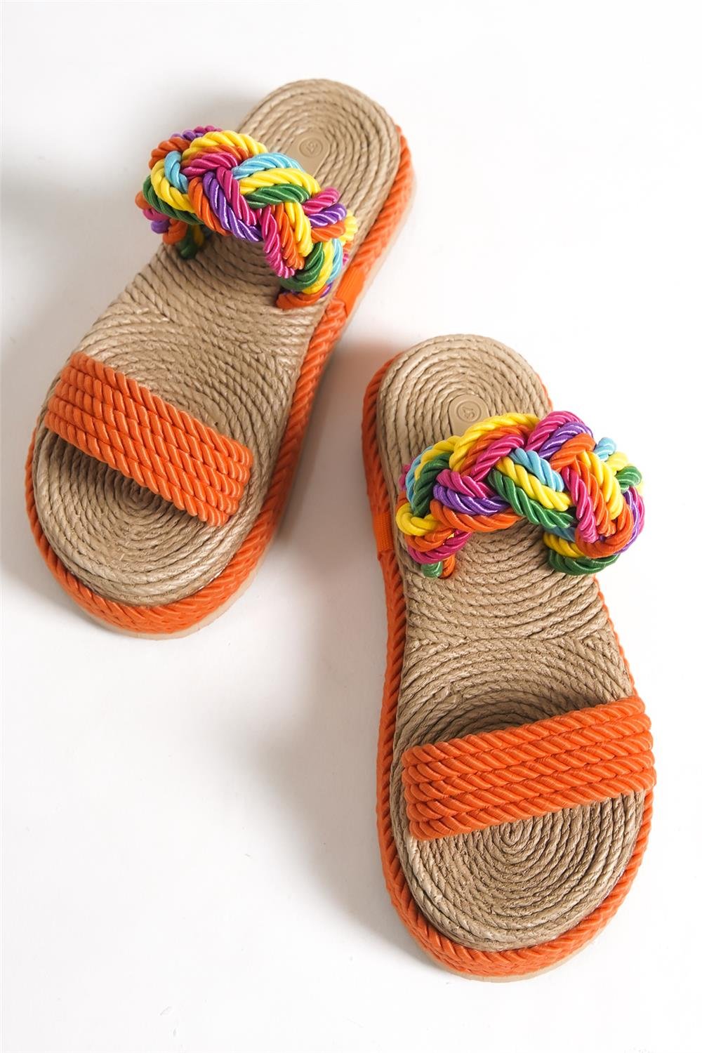 Capone Wedge Heel Corded Women Orange Slippers