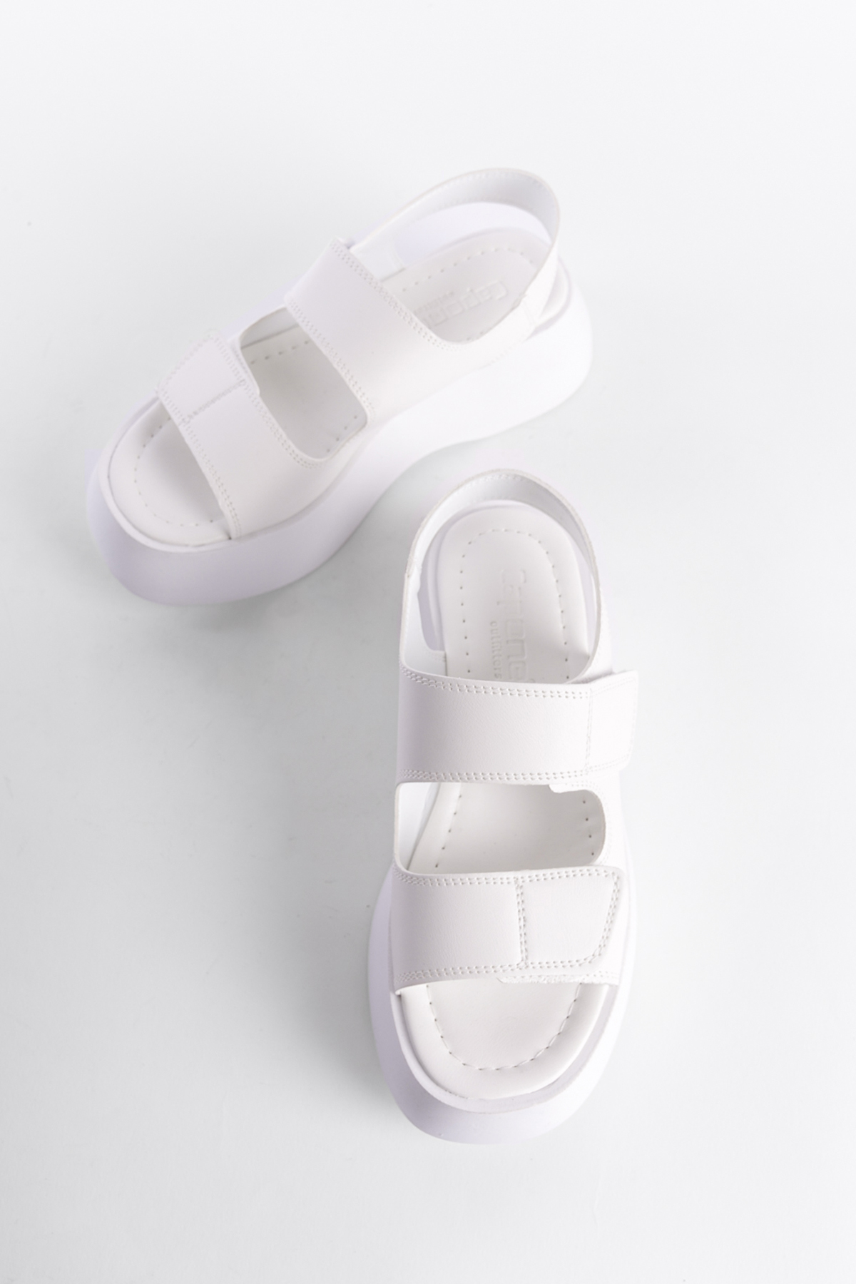 Capone Wedge Heel Double Velcro Strap Women White Sandals