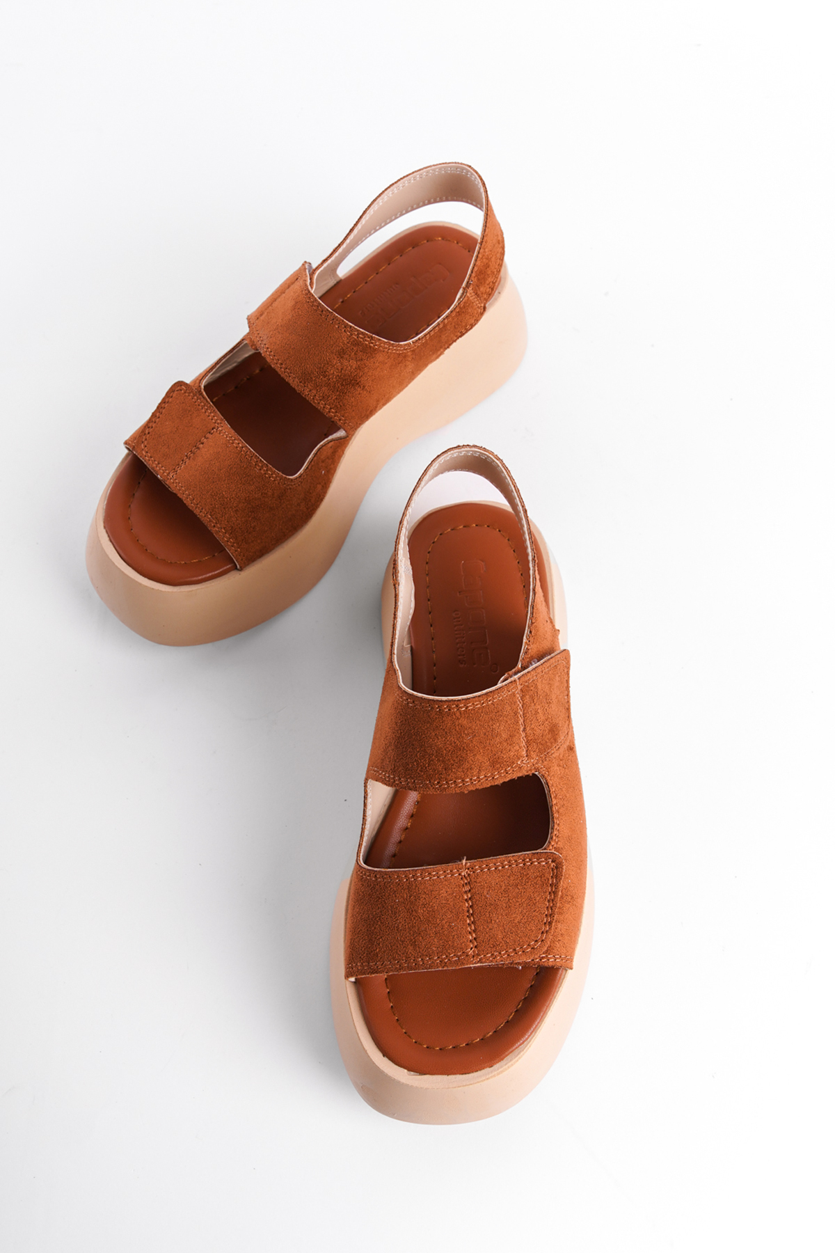 Capone Wedge Heel Double Velcro Strap Women Tab Sandals