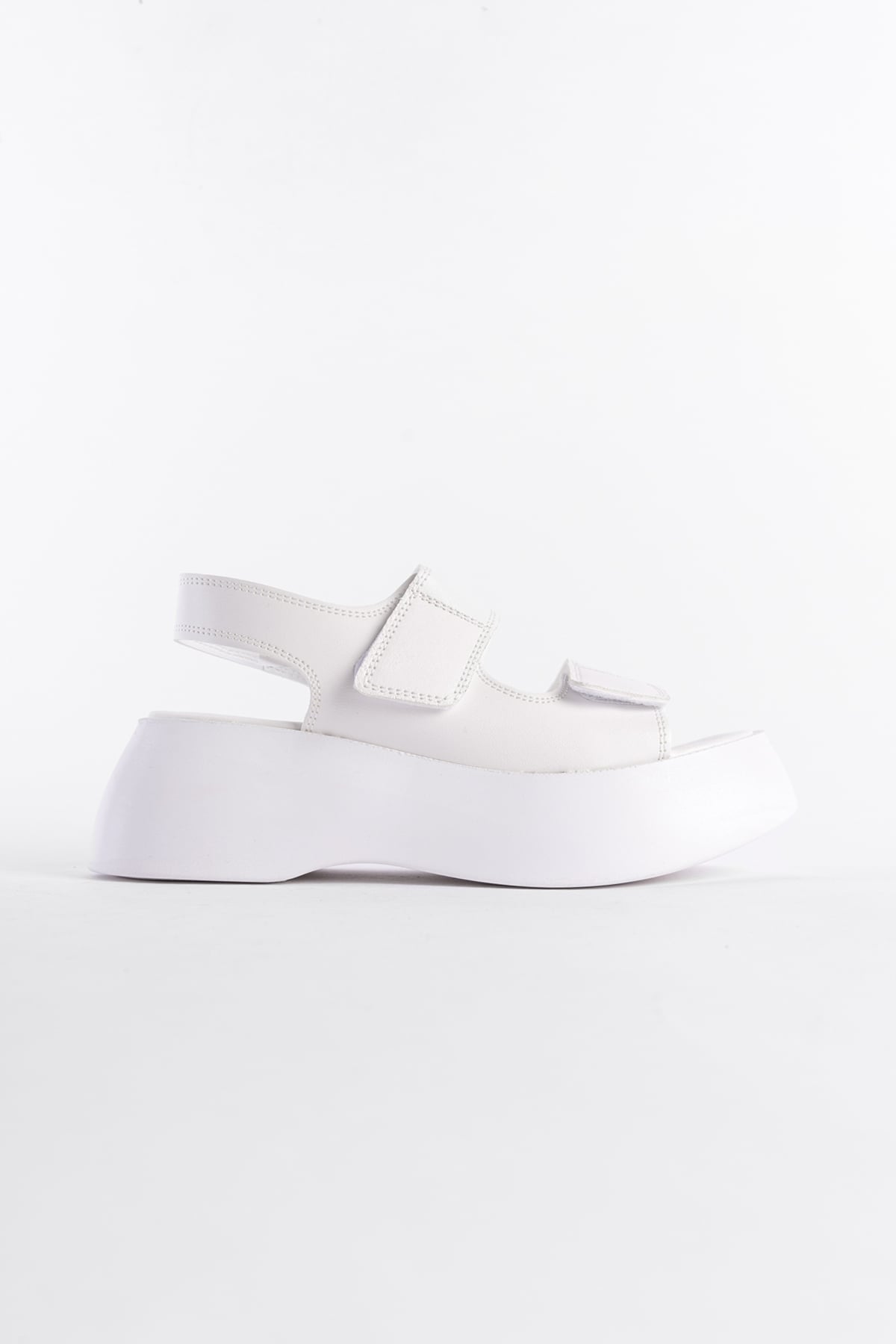 Capone Wedge Heel Double Velcro Strap Women White Sandals