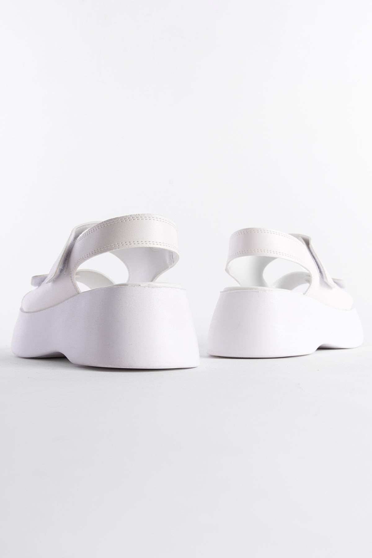 Capone Wedge Heel Double Velcro Strap Women White Sandals