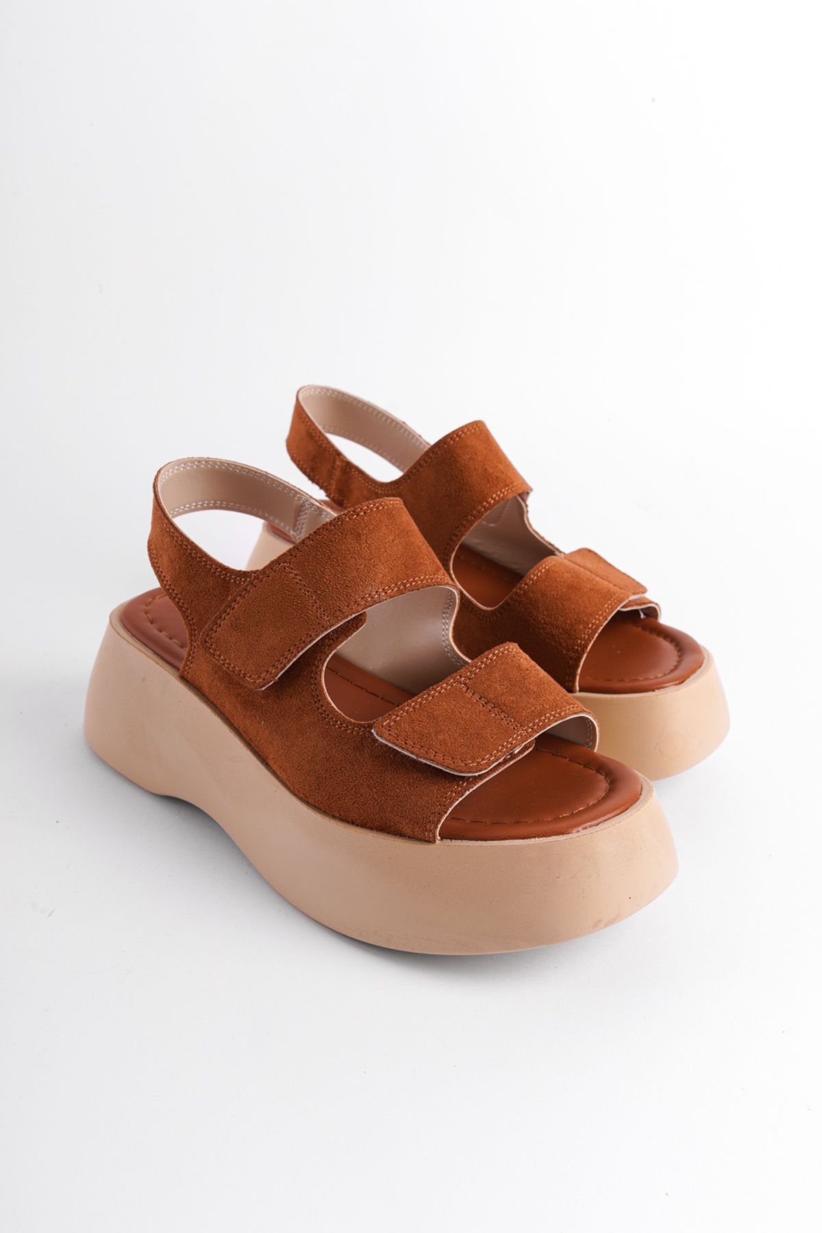 Capone Wedge Heel Double Velcro Strap Women Tab Sandals