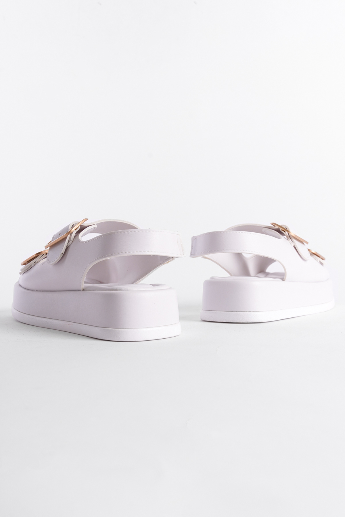 Capone Wedge Heeled Double Strap Buckle Women White Sandals