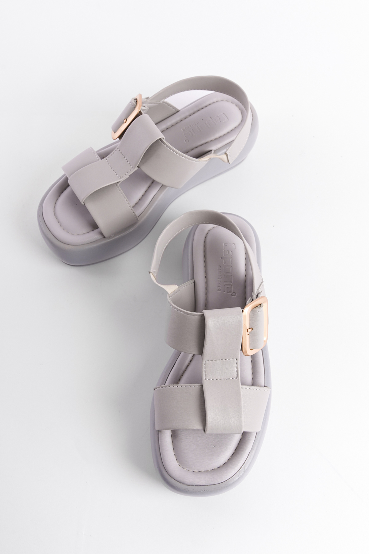 Capone Wedge Heeled Women Grey Sandals