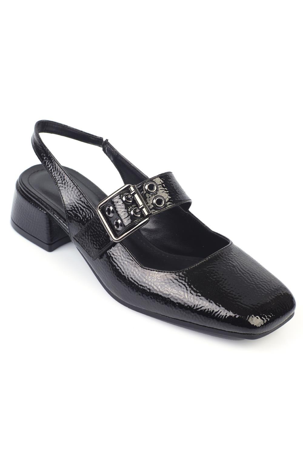 Capone Women Patent Black Heeled Shoes