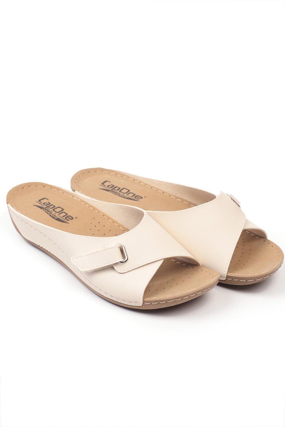 Capone Z0397 Women Beige Slide Comfort Anatomical Sandals