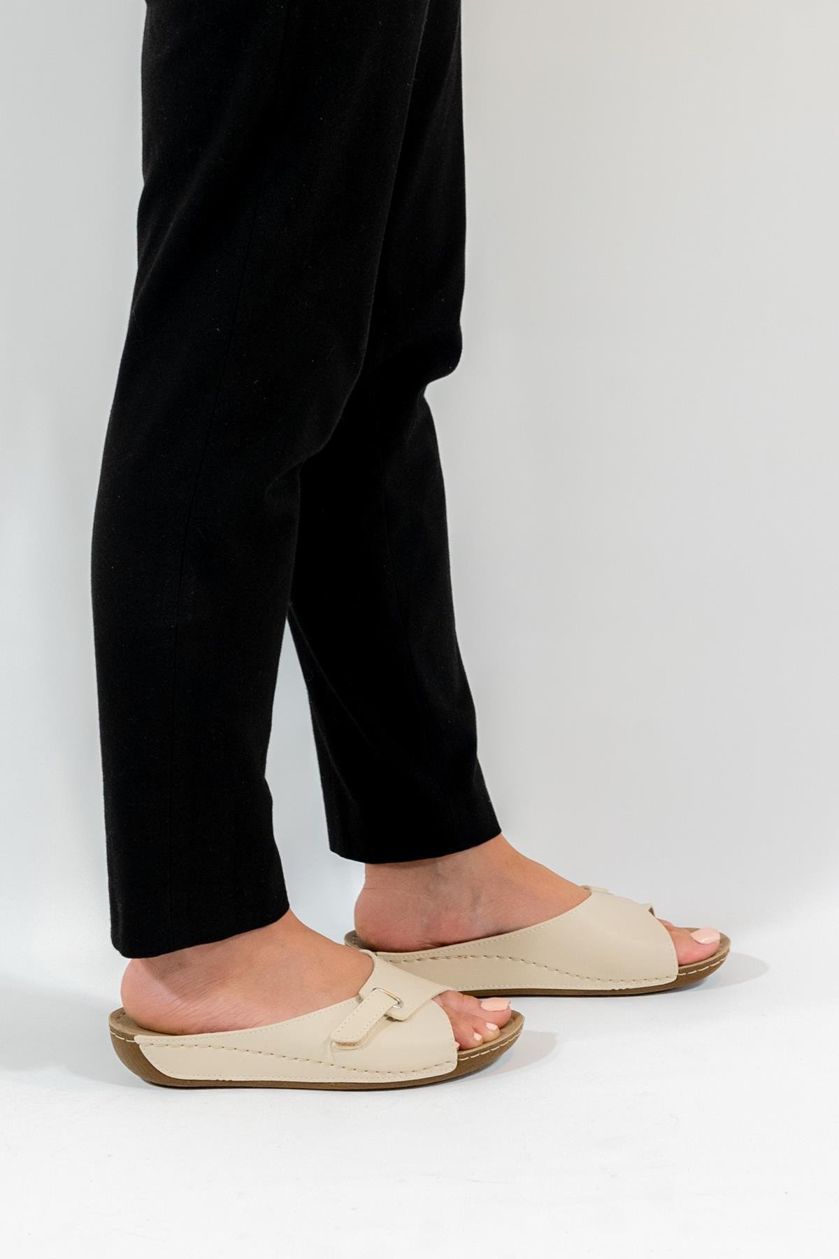 Capone Z0397 Women Beige Slide Comfort Anatomical Sandals