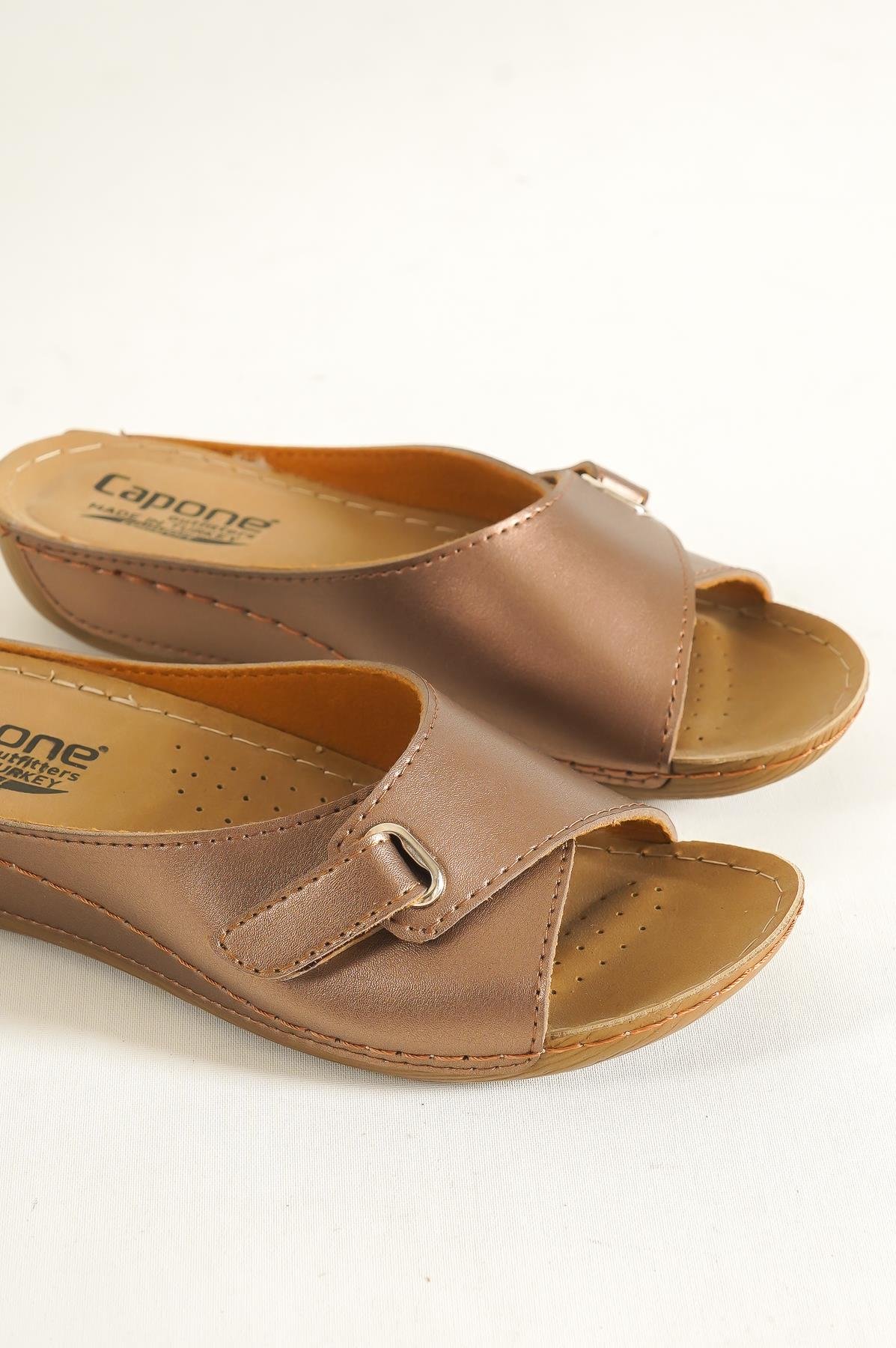 Capone Z0397 Women Copper Slide Comfort Anatomical Sandals