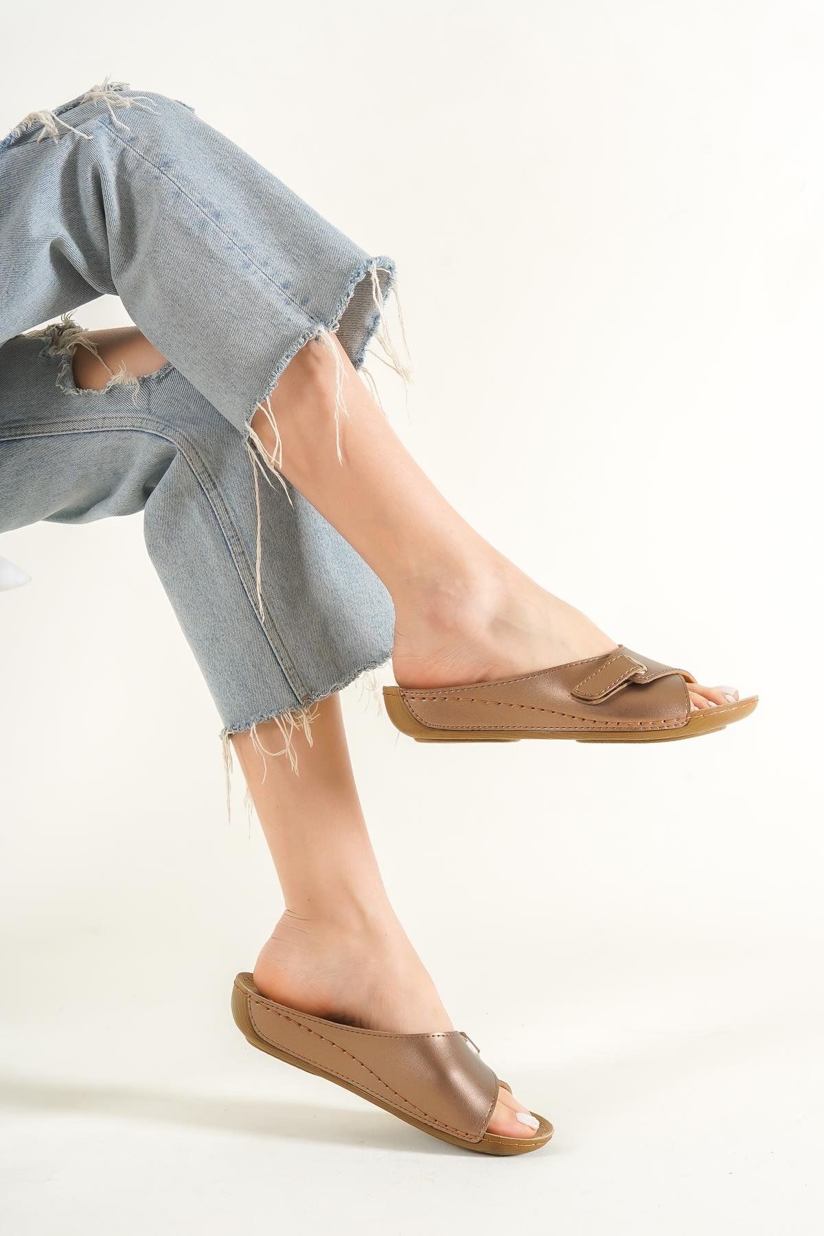 Capone Z0397 Women Copper Slide Comfort Anatomical Sandals