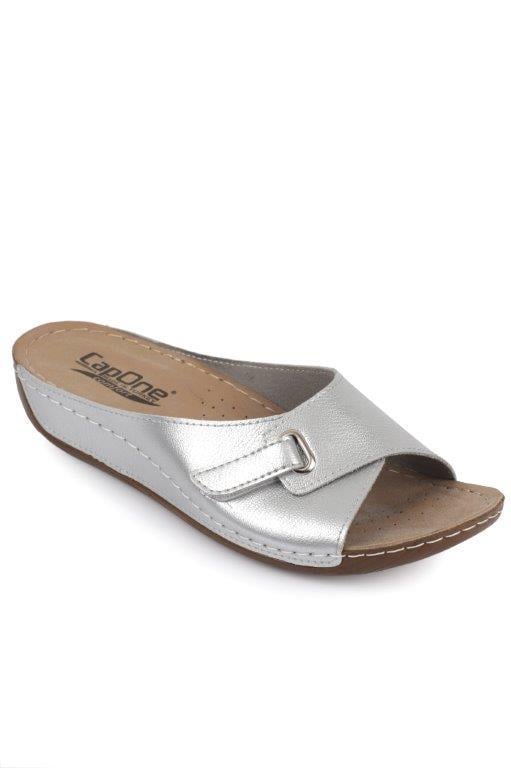 Capone Z0397 Women Silver Slide Comfort Anatomical Sandals