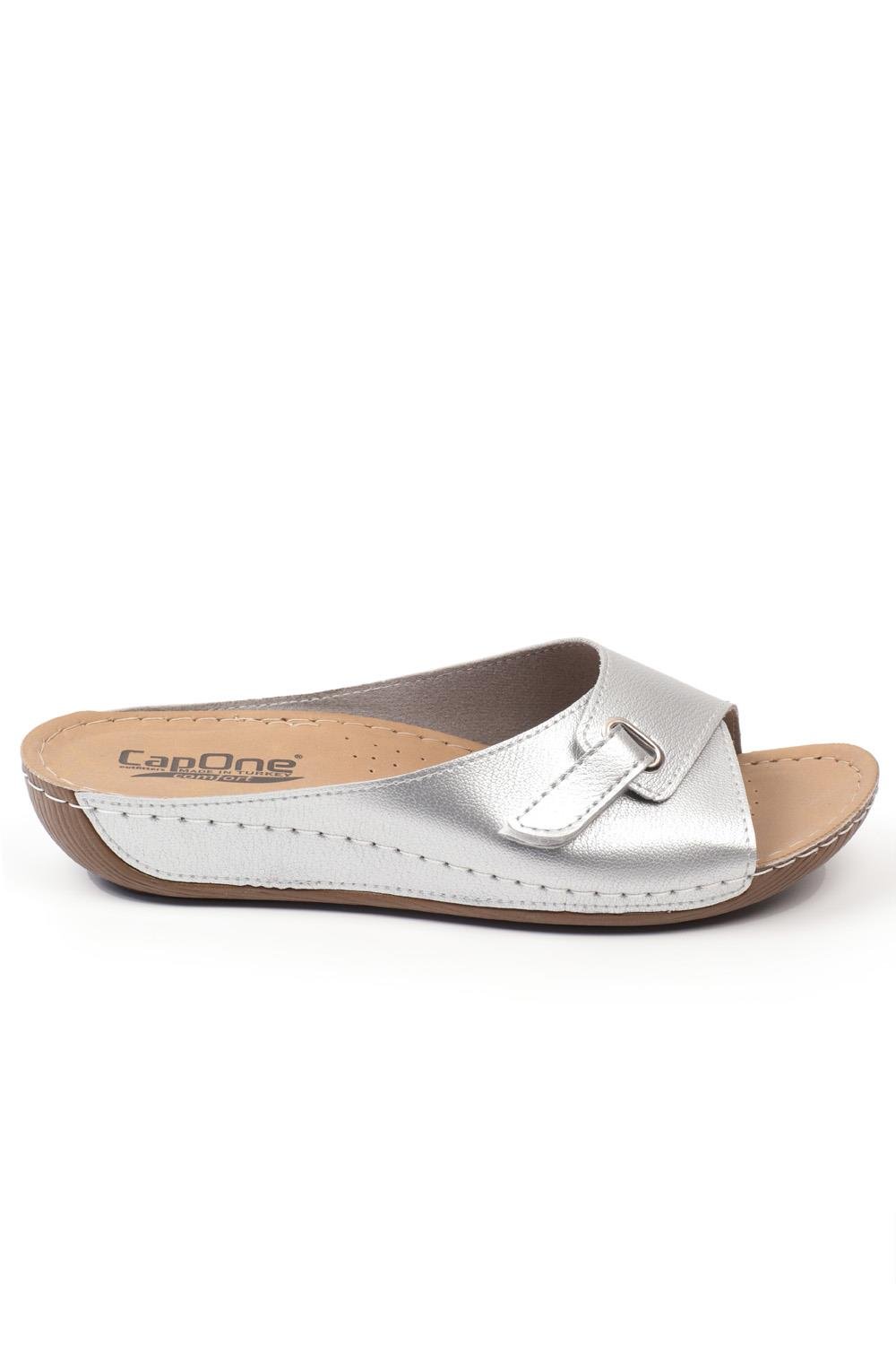 Capone Z0397 Women Silver Slide Comfort Anatomical Sandals