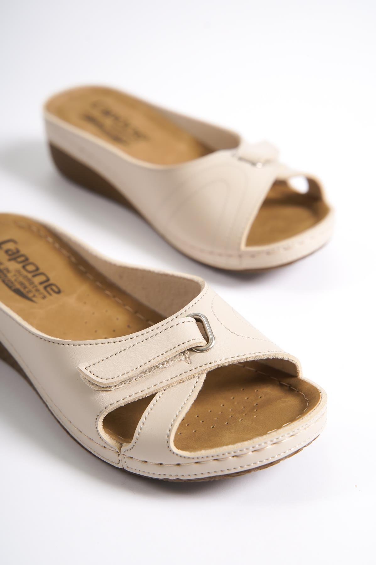 Capone Z0777 Women Beige Slide Comfort Anatomical Sandals