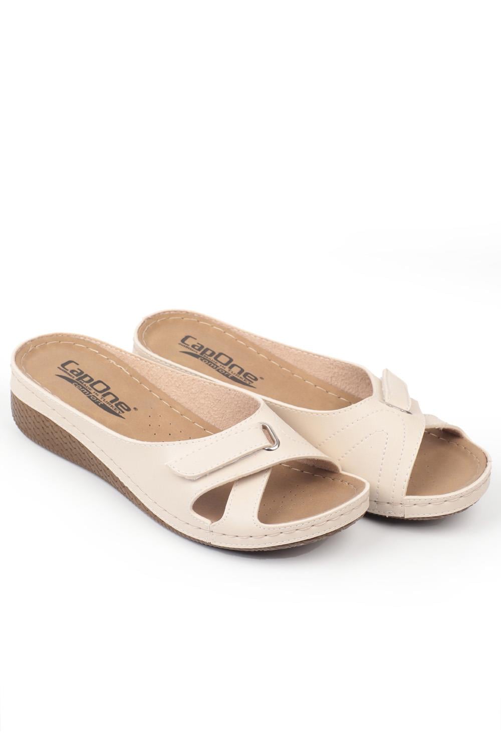 Capone Z0777 Women Beige Slide Comfort Anatomical Sandals