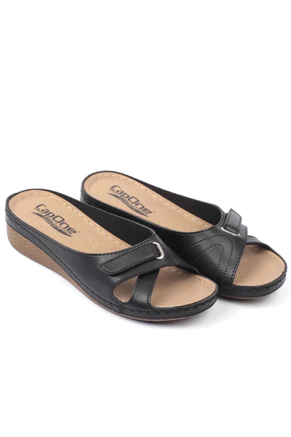 Capone Z0777 Women Black Slide Comfort Anatomical Sandals