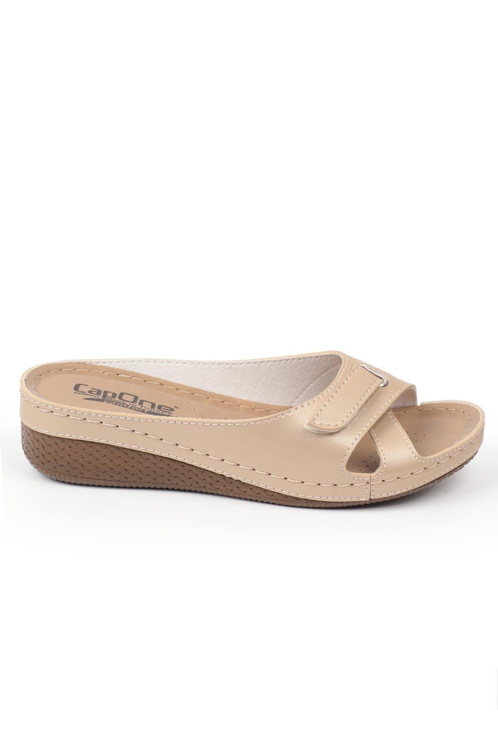 Capone Z0777 Women Gold Slide Comfort Anatomical Sandals