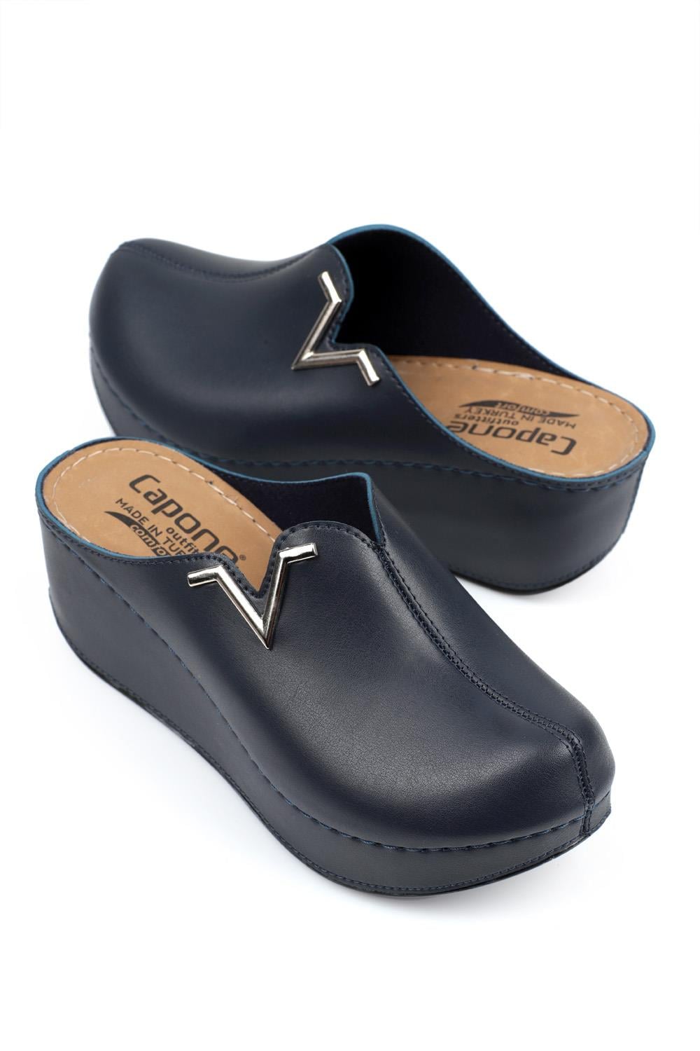 Capone Z6188 Women Navy Platform V Clip Accessory Clog Sandals