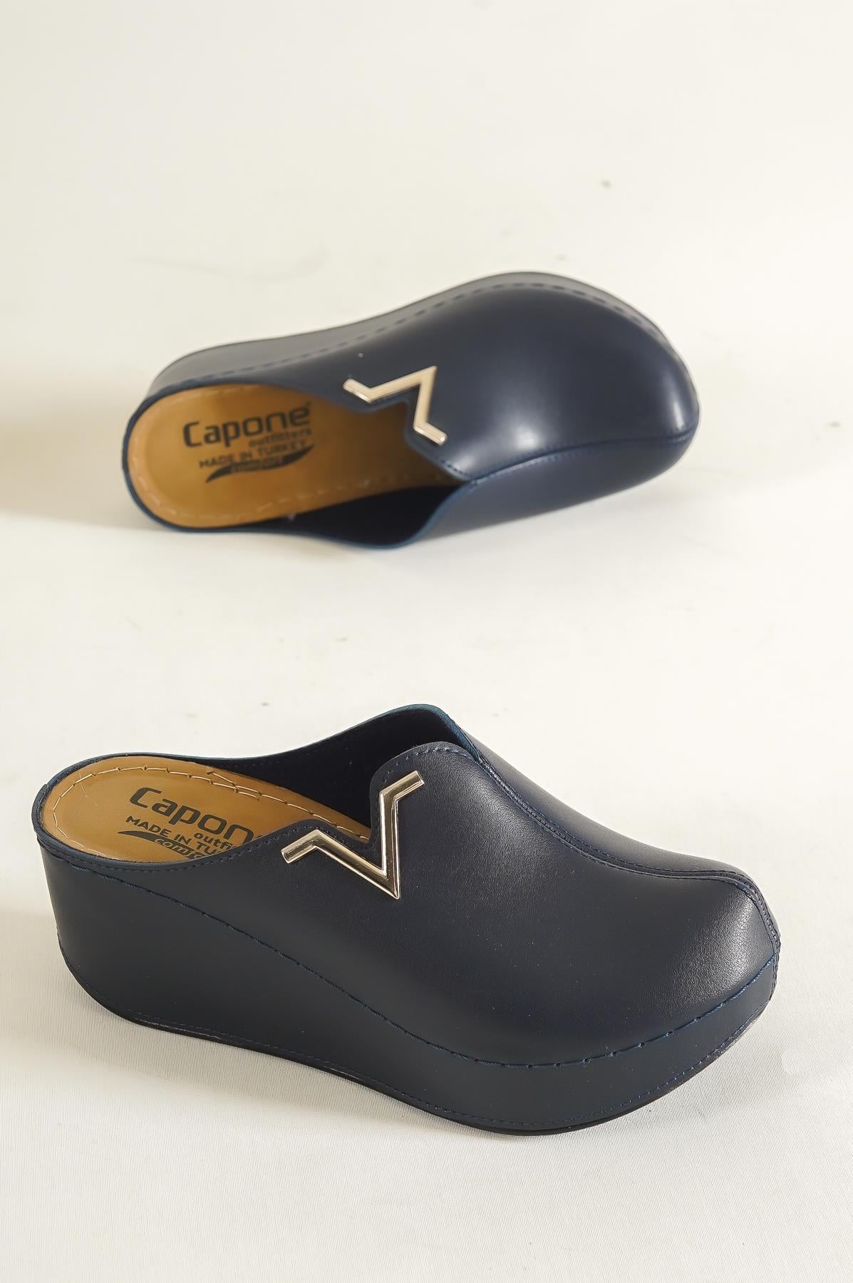 Capone Z6188 Women Navy Platform V Clip Accessory Clog Sandals