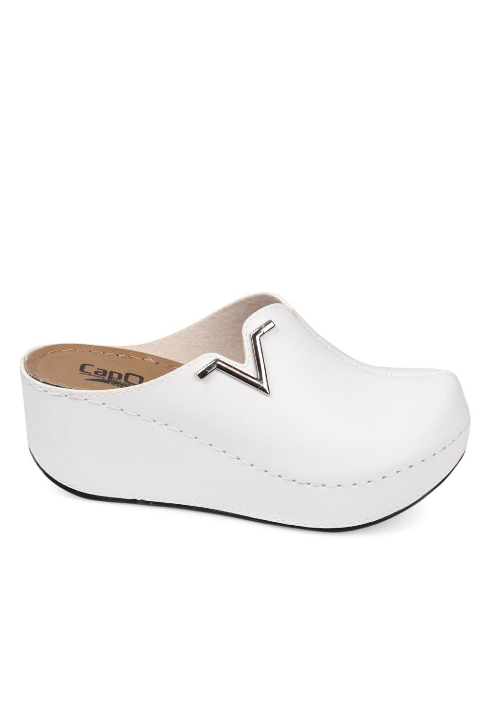 Capone Z6188 Women White Platform V Clip Accessory Clog Sandals