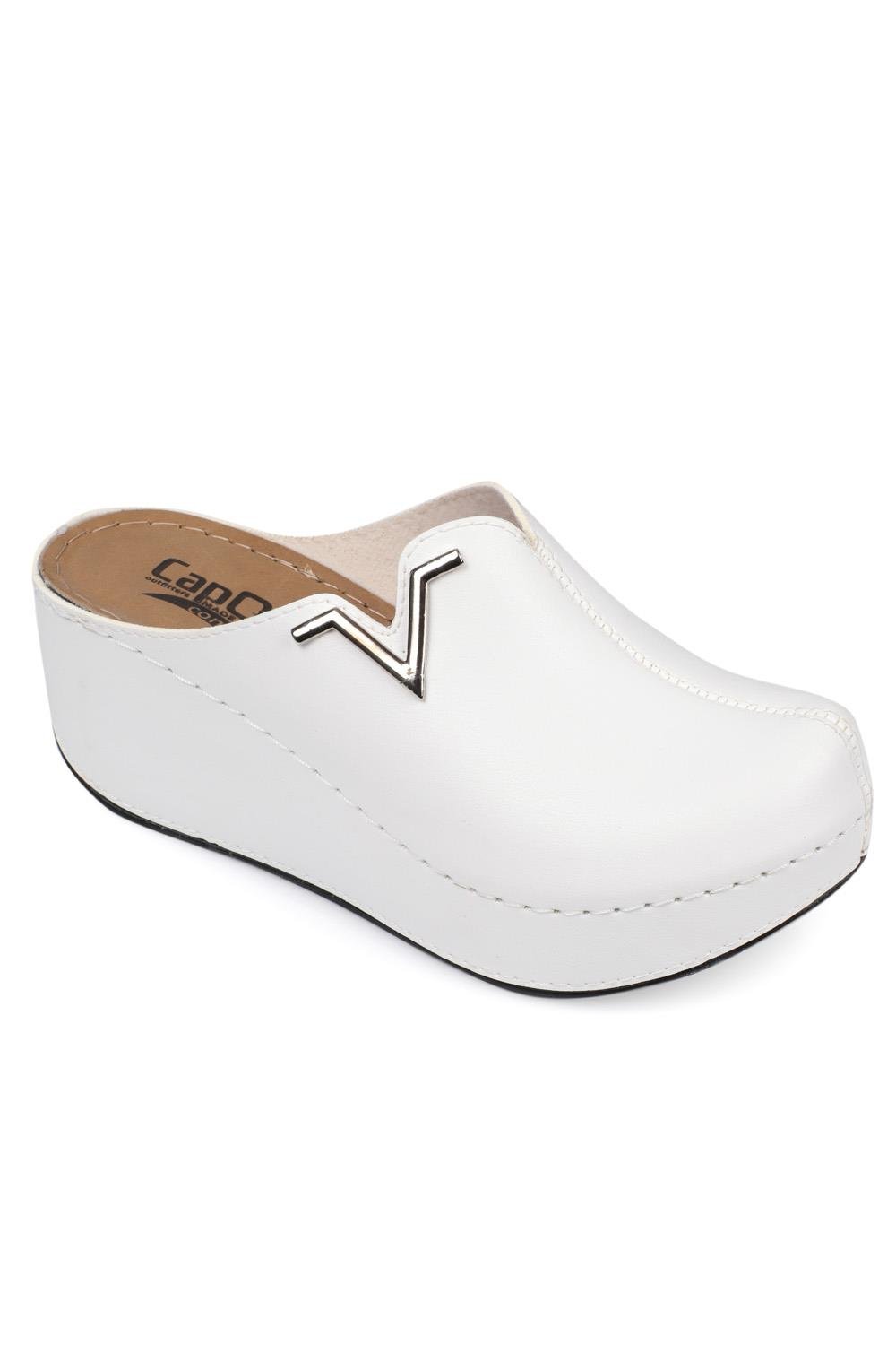Capone Z6188 Women White Platform V Clip Accessory Clog Sandals
