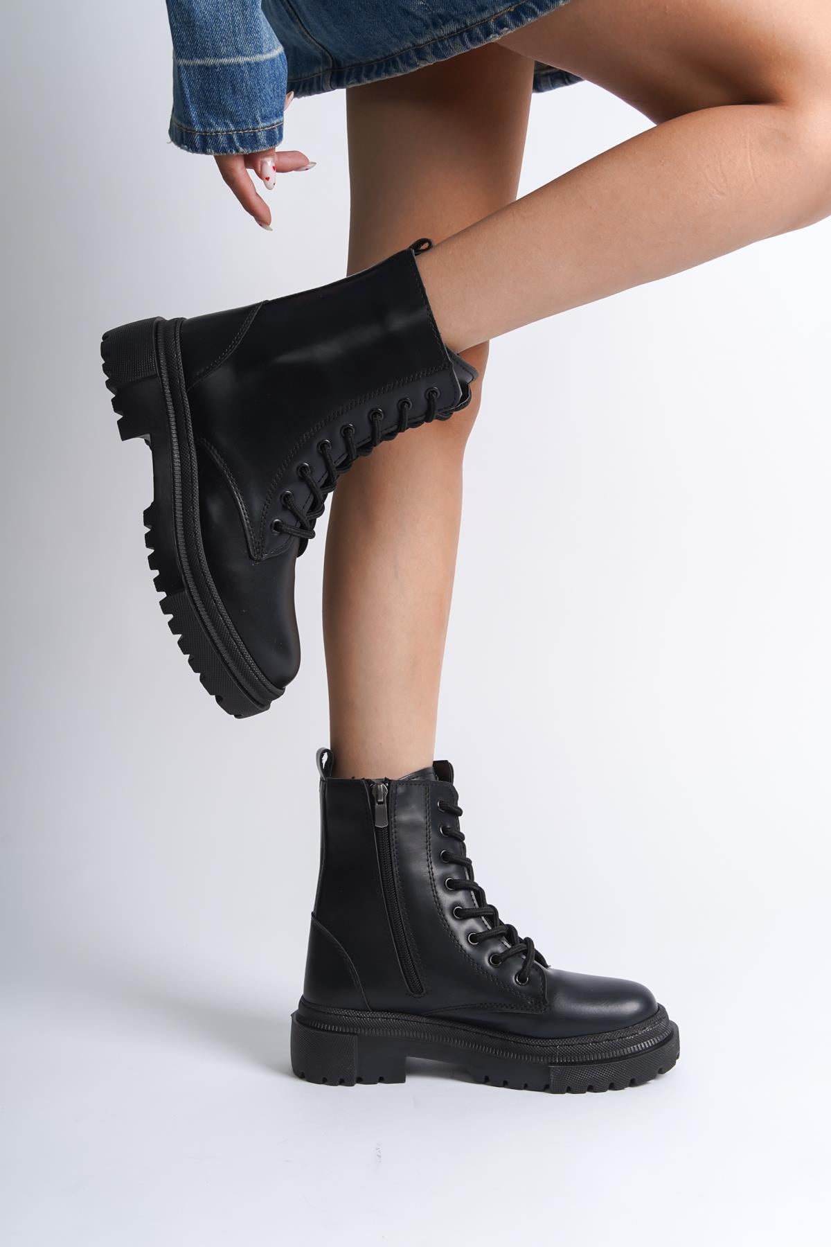 Capone Zippered and Laced Ankle Boots