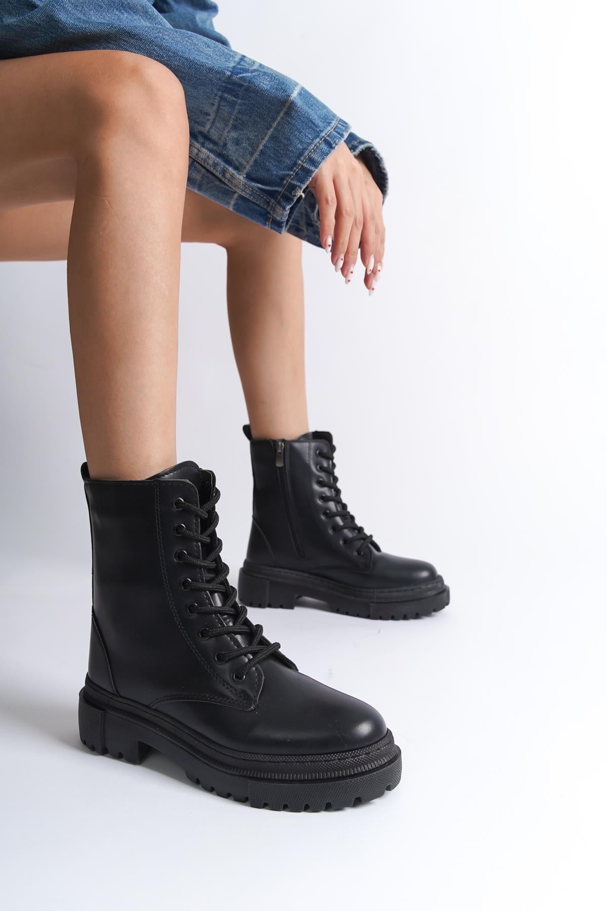 Capone Zippered and Laced Ankle Boots