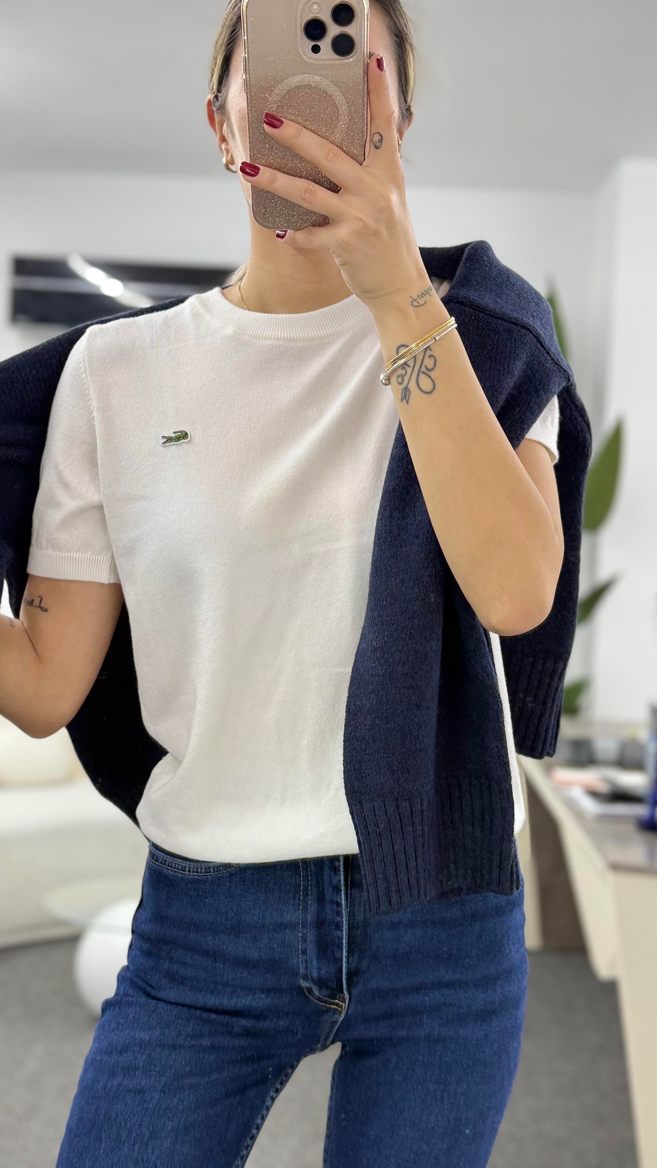 BELİS BEYAZ KISA KOLLU TRİKO KAZAK