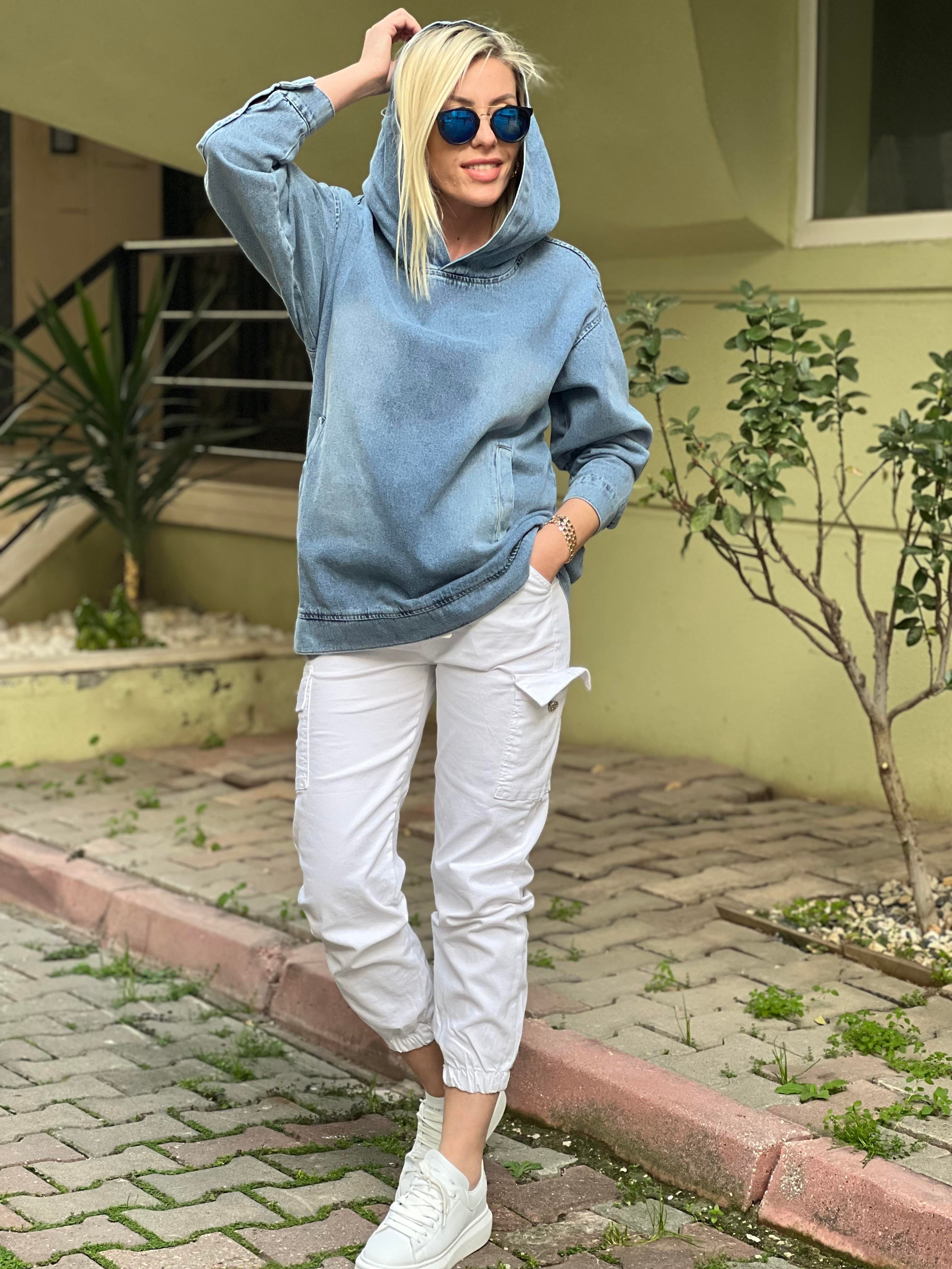 BEYAZ KARGO PANTOLON 