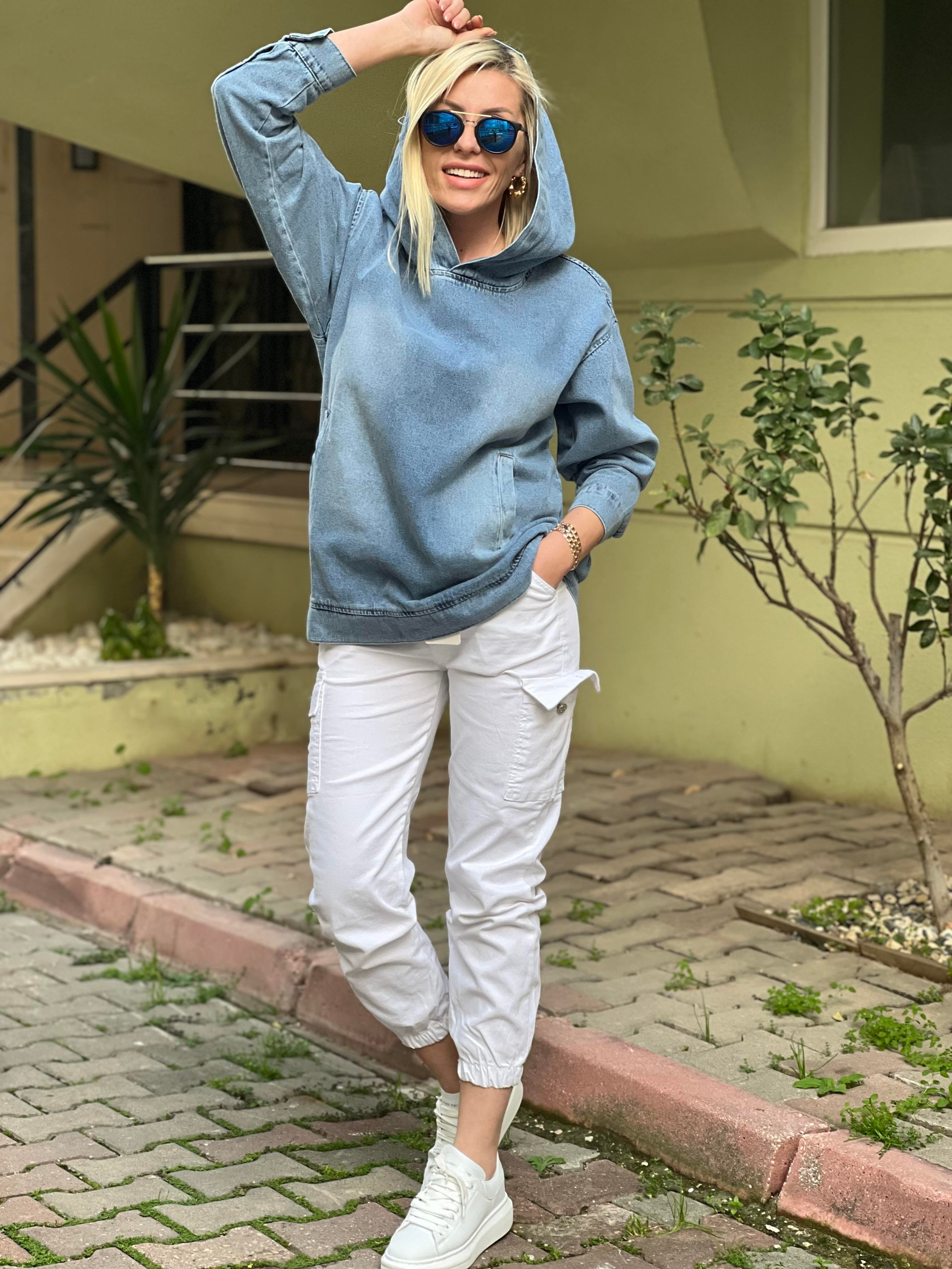 BEYAZ KARGO PANTOLON 