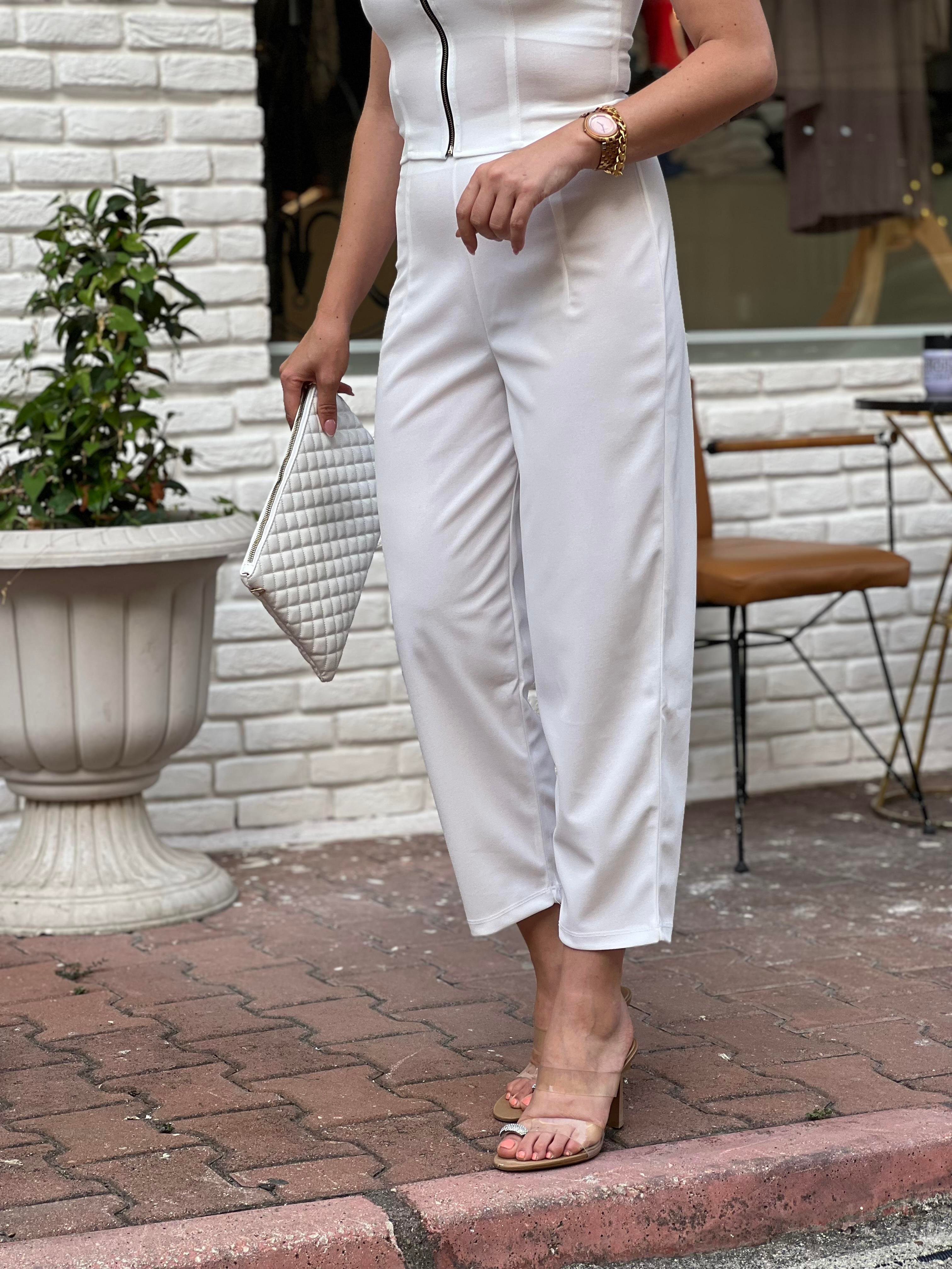 DOUBLE KUMAŞ CREP DAR PAÇA PANTOLON